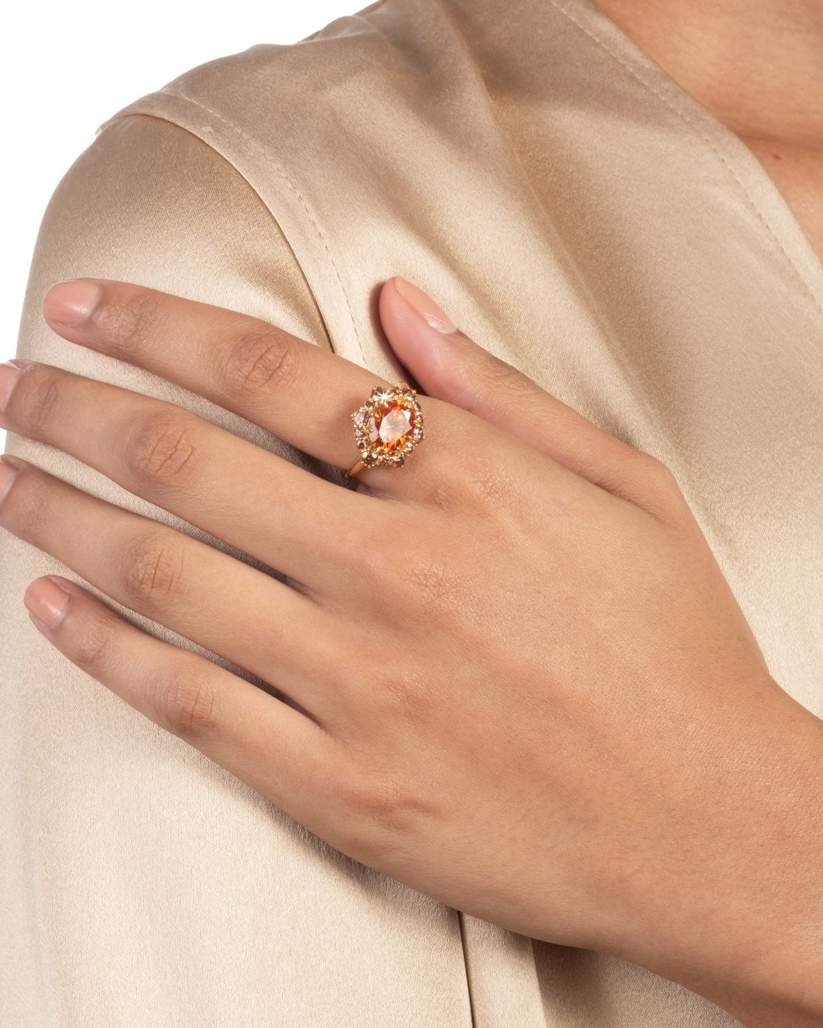 Solaris Vermeil Oval Halo Ring- Morganite + Smoky Moissanite - Photo 2