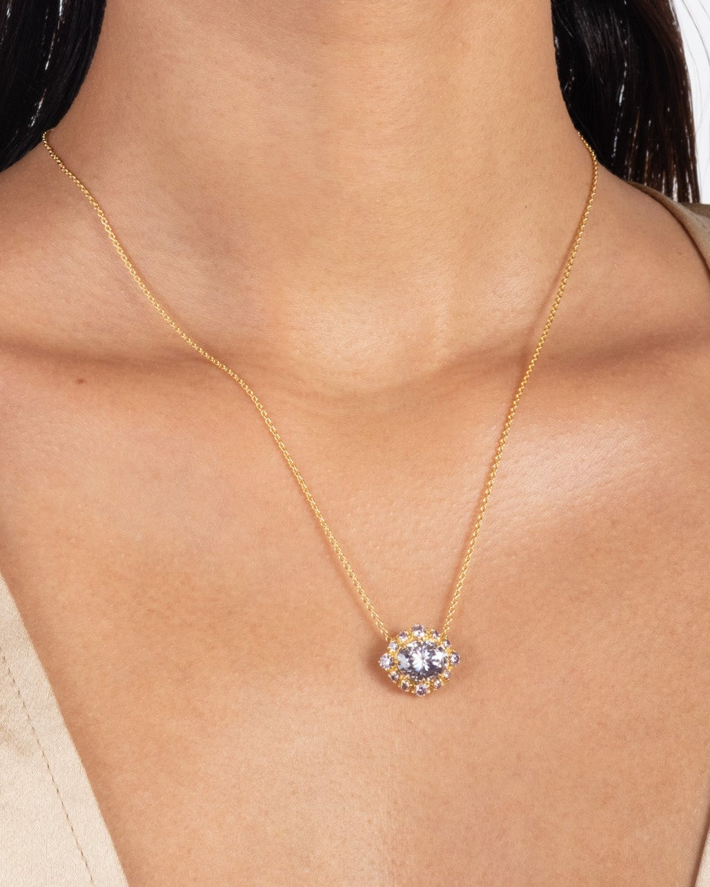Solaris Vermeil Pendant Necklace- Amethyst + Light Amethyst Moissanite - Photo 2