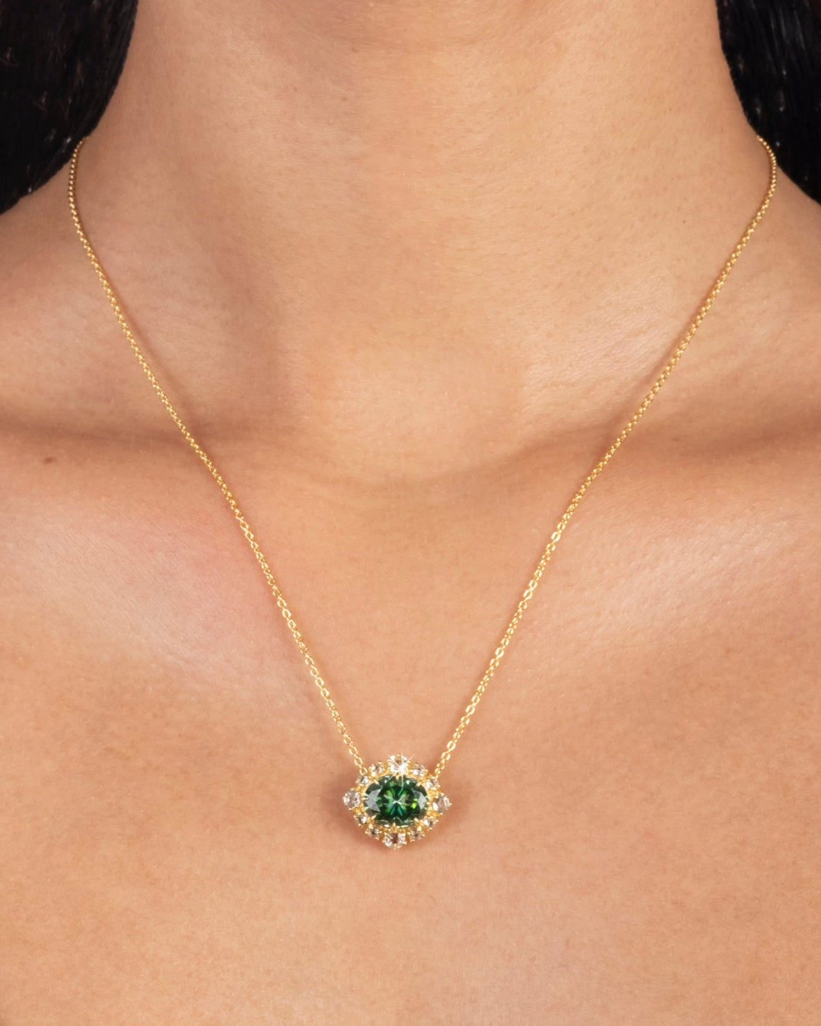 Solaris Vermeil Pendant Necklace- Emerald Moissanite + White Topaz - Photo 2