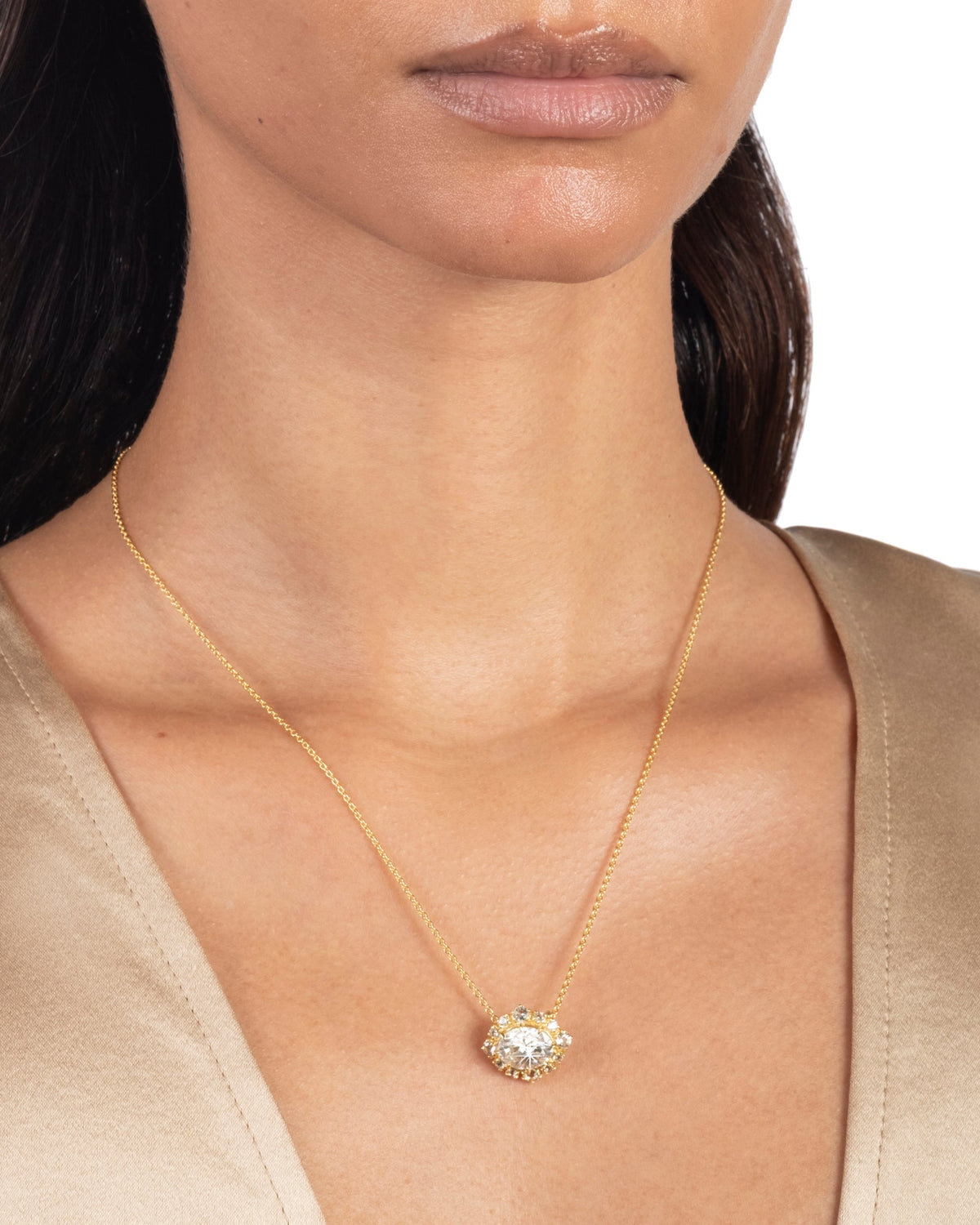 Solaris Vermeil Pendant Necklace- White Moissanite + White Topaz - Photo 2