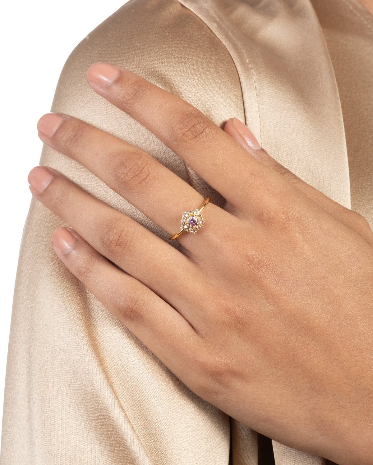Solaris Vermeil Petite Halo Ring- Lotus Moissanite + White Topaz - Photo 2