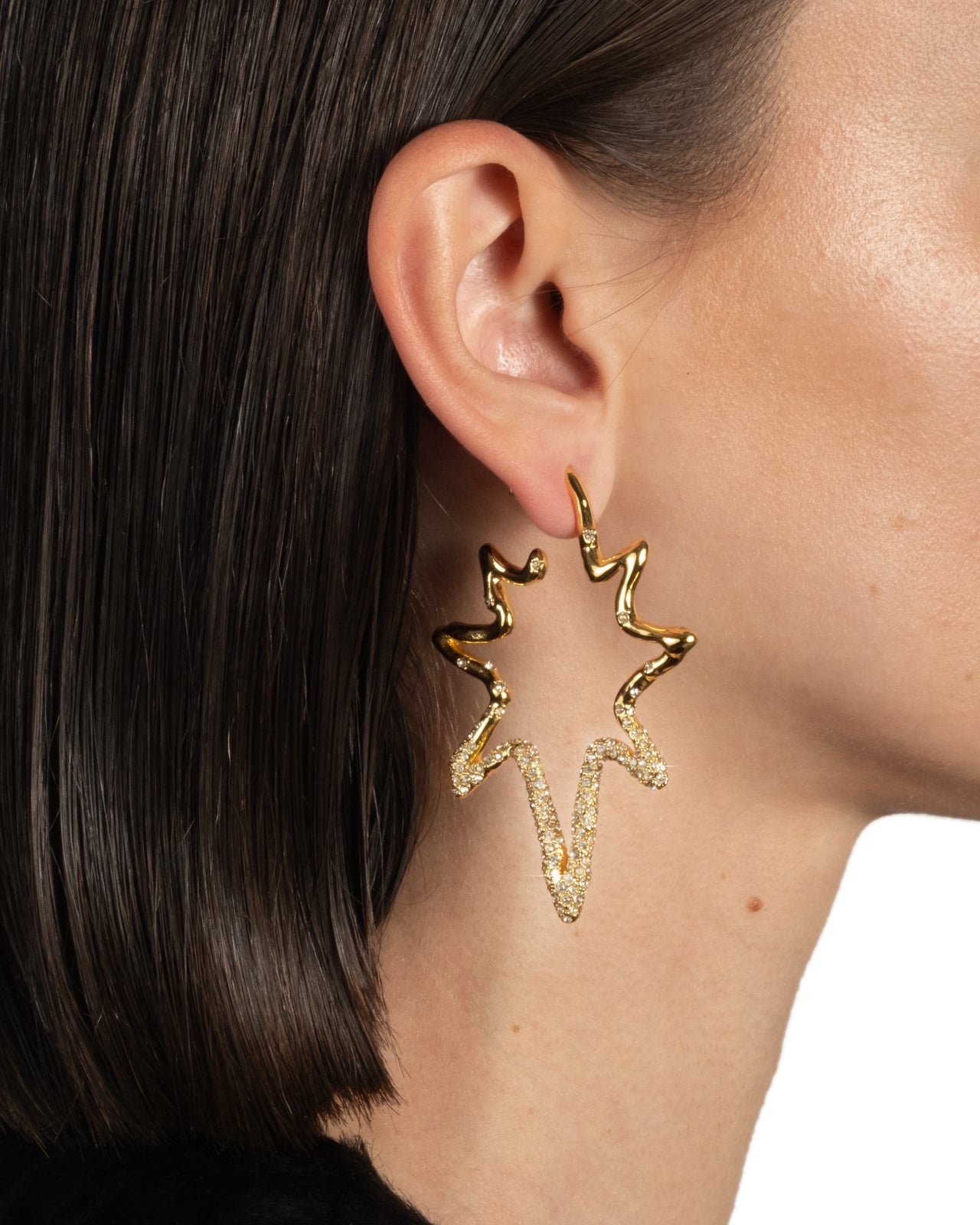 Starburst Pavé Organic Hoop Earring - Photo 2