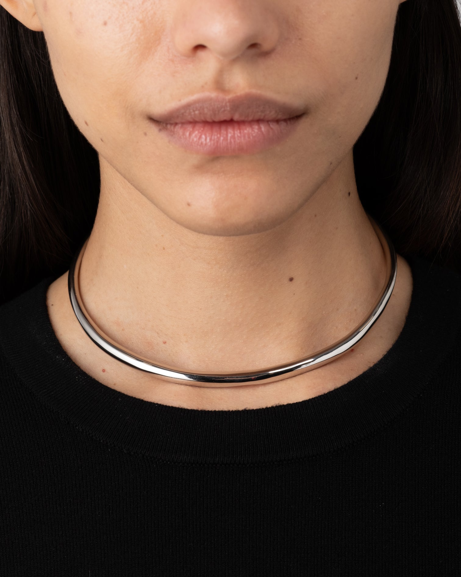 Thin Collar Necklace Silver