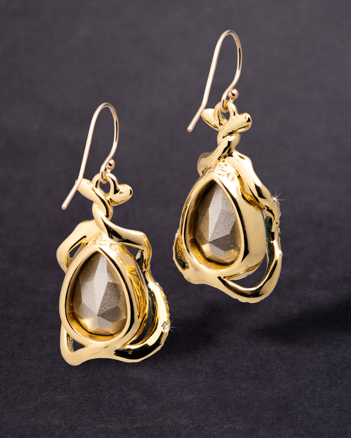 Twisted Gold Crystal Drop Wire Earring- Sky
