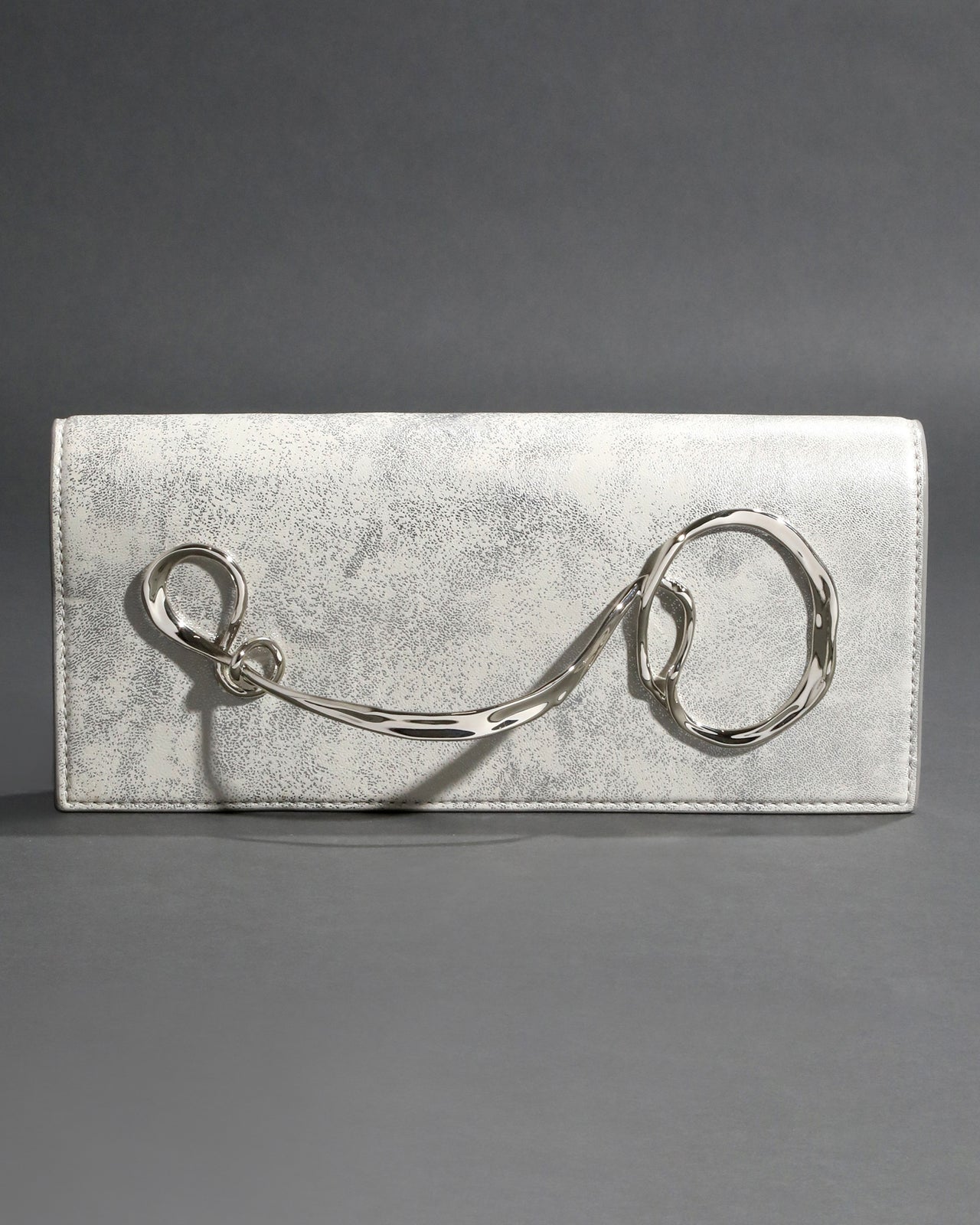 Twisted Silver Side Handle Clutch- Antique Silver - Photo 2