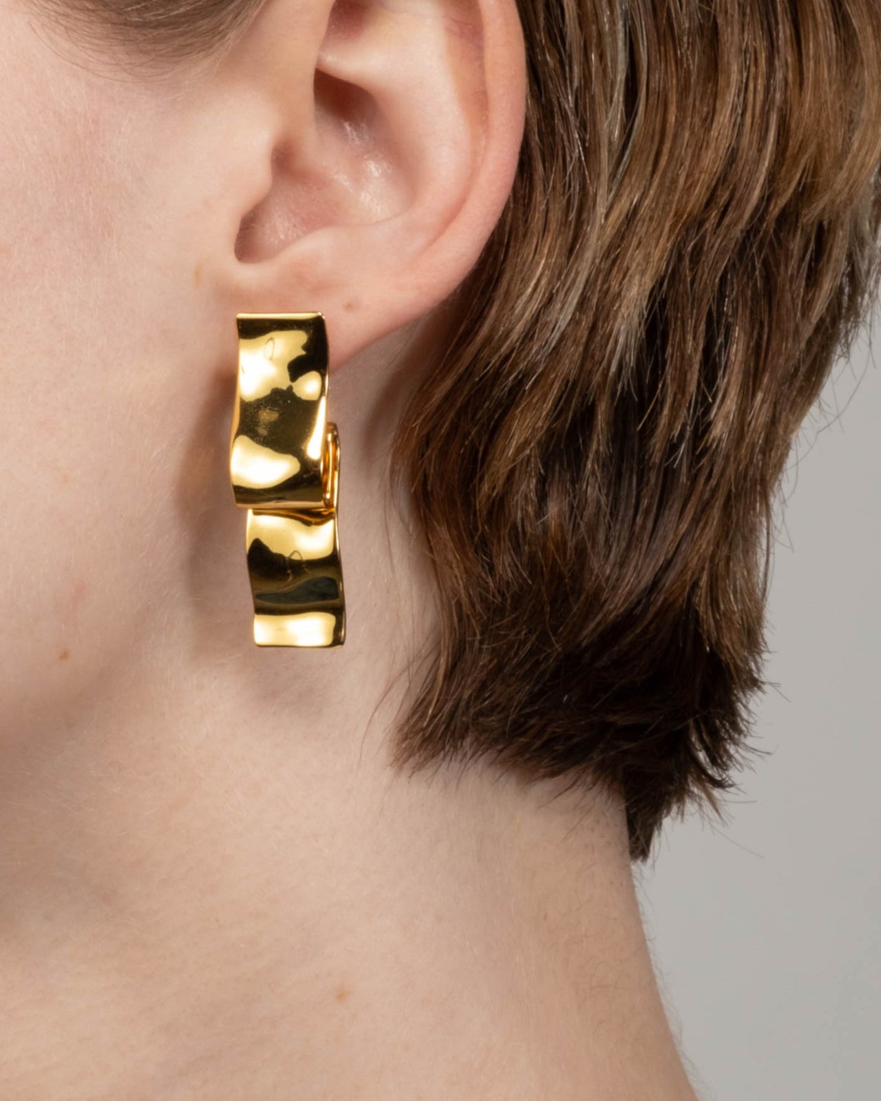 Twisted Gold Folded Ribbon Post Earring - Photo 2