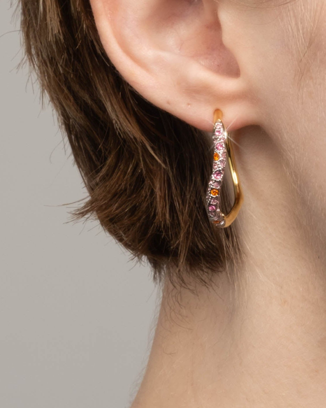Two Tone Pave Hoop Earring- Candy - Photo 2