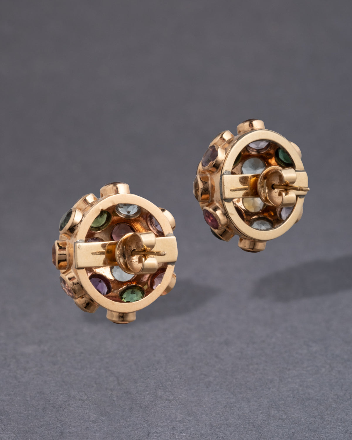 Vintage 1940s 14k Gold & Multi Gemstone Sputnik Earring - Photo 2