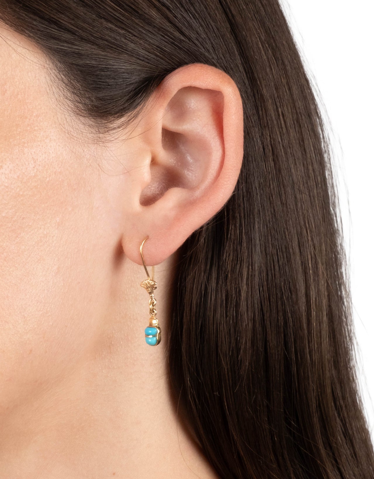 Vintage 18k Gold Turquoise Drop Earring - Photo 2