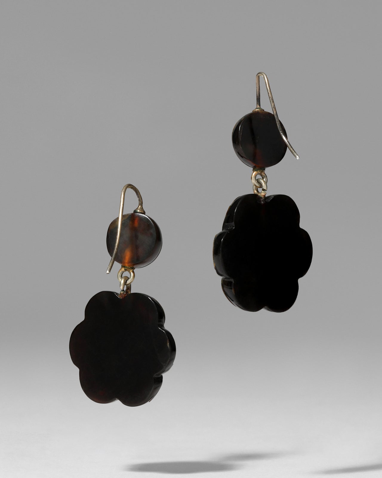 Antique 1800s 14k Gold & Tortoise Pique Earring - Photo 2