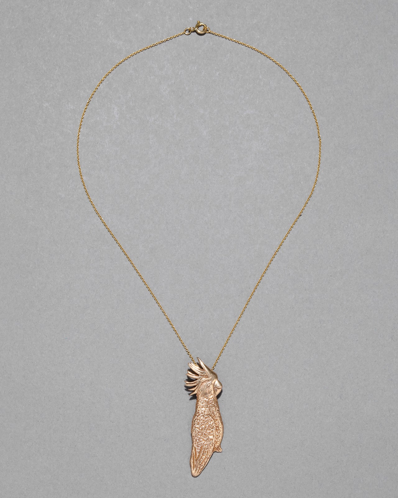 Vintage 1980s 14k Gold Handmade Parrot Pendant Necklace - Photo 2