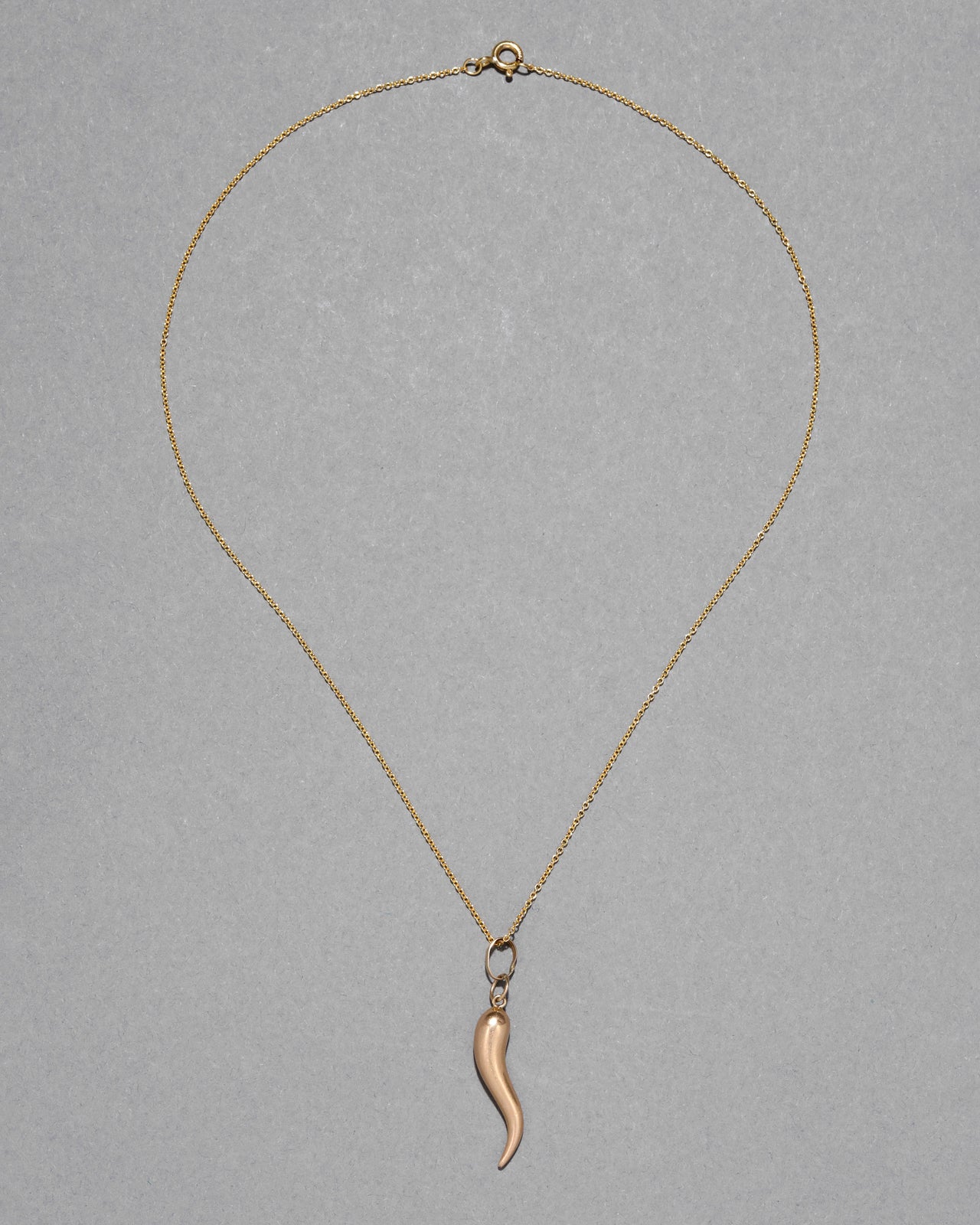 Vintage 1980s 14k Gold Italian Cornicello Horn Pendant Necklace - Photo 2