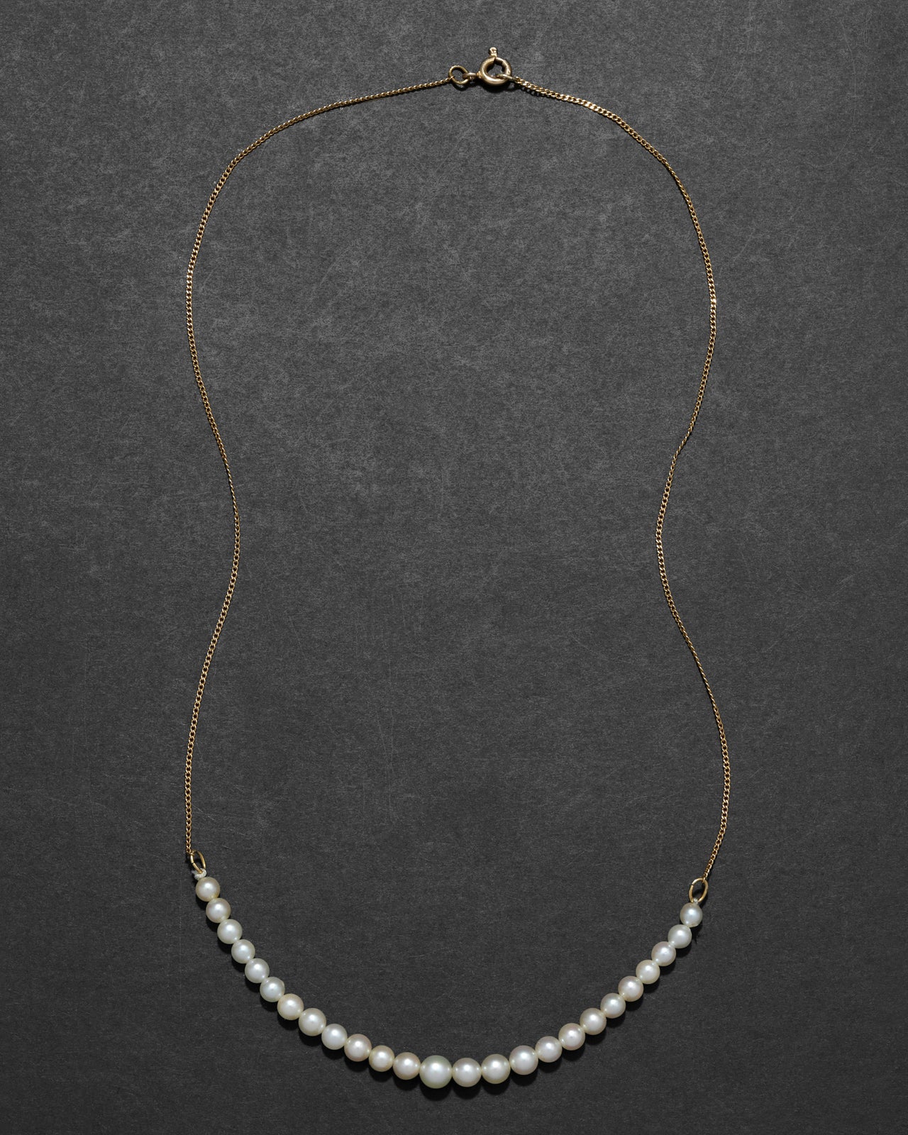 Antique 1920s 14k Gold & Graduated Pearl Chain Necklace - Photo 2