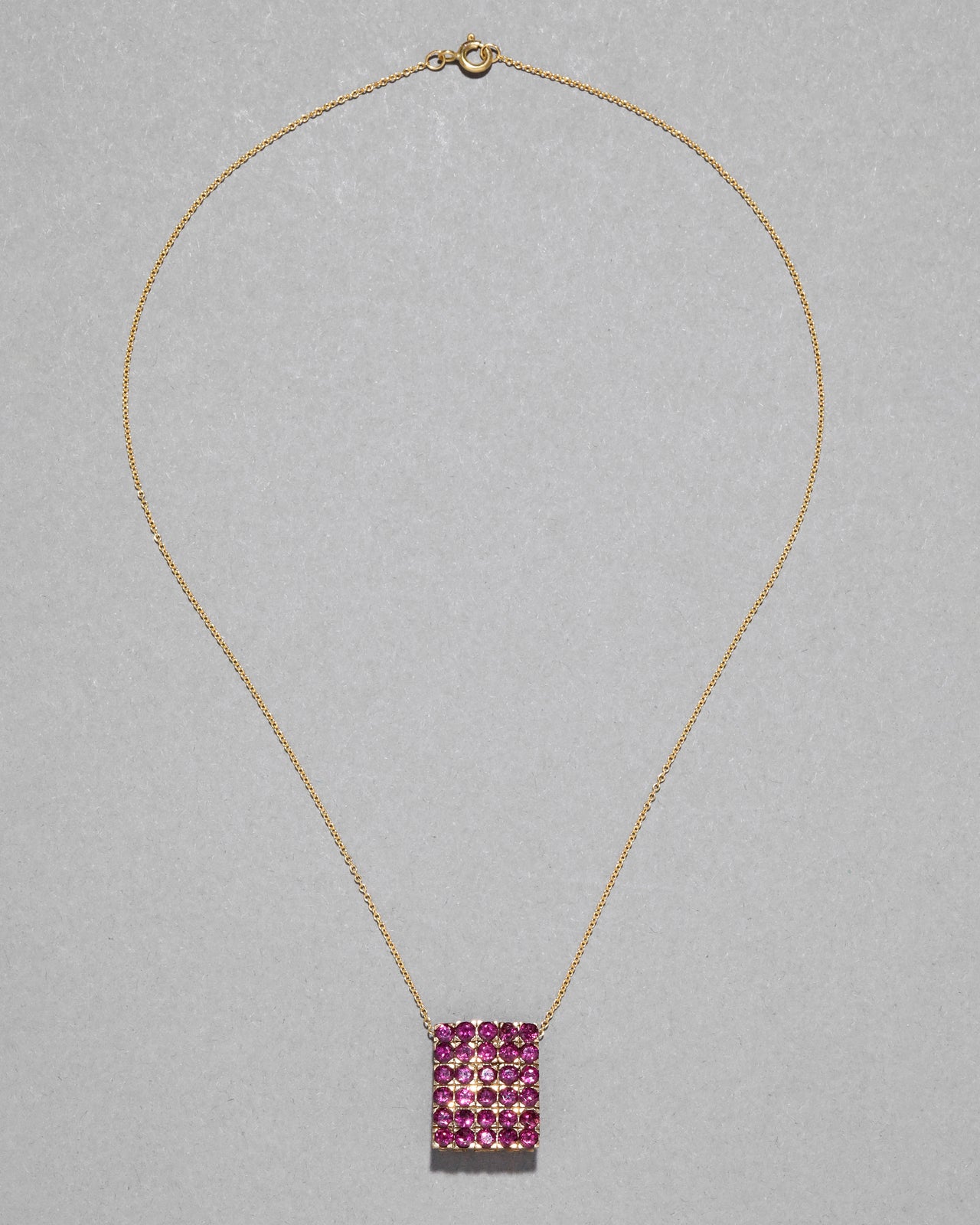 Vintage 10k Gold Modernist Rhodolite & Garnet Pendant Necklace - Photo 2