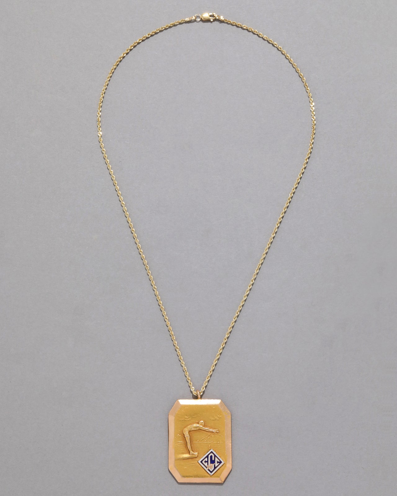 Vintage 1921 14k Gold Classic Deco Enamel Necklace - Photo 2