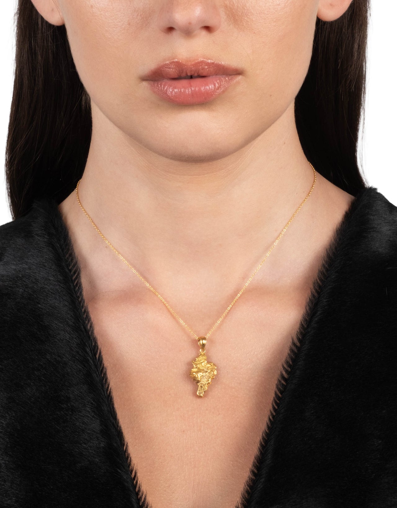Antique 1920s 22k Gold Natural Nugget Pendant Necklace - Photo 2