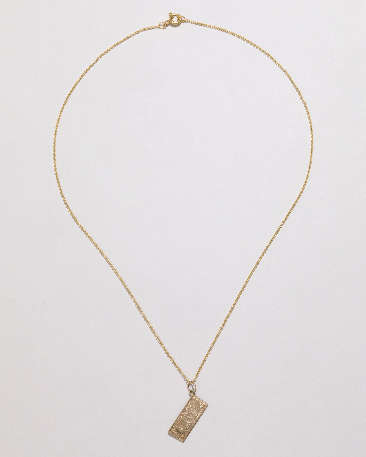 Vintage 1970s 14k Gold Handmade Dollar Pendant Necklace - Photo 2