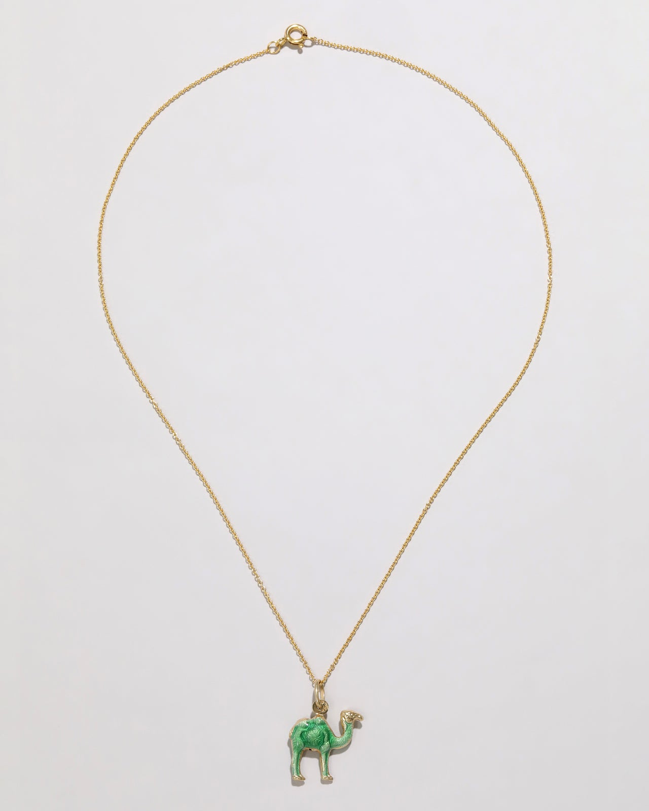 Vintage 1980s 14k Gold Enamel Camel Pendant Necklace - Photo 2