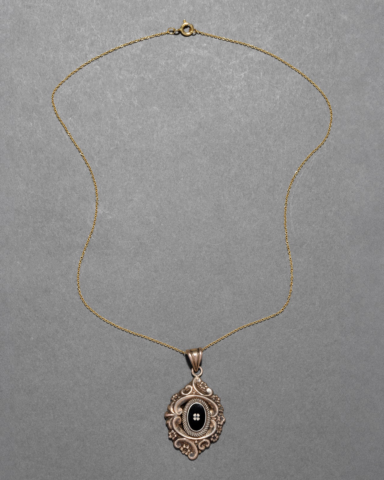 Antique Victorian 1880s 10k Gold with Enamel Lucy Pendant Necklace - Photo 2