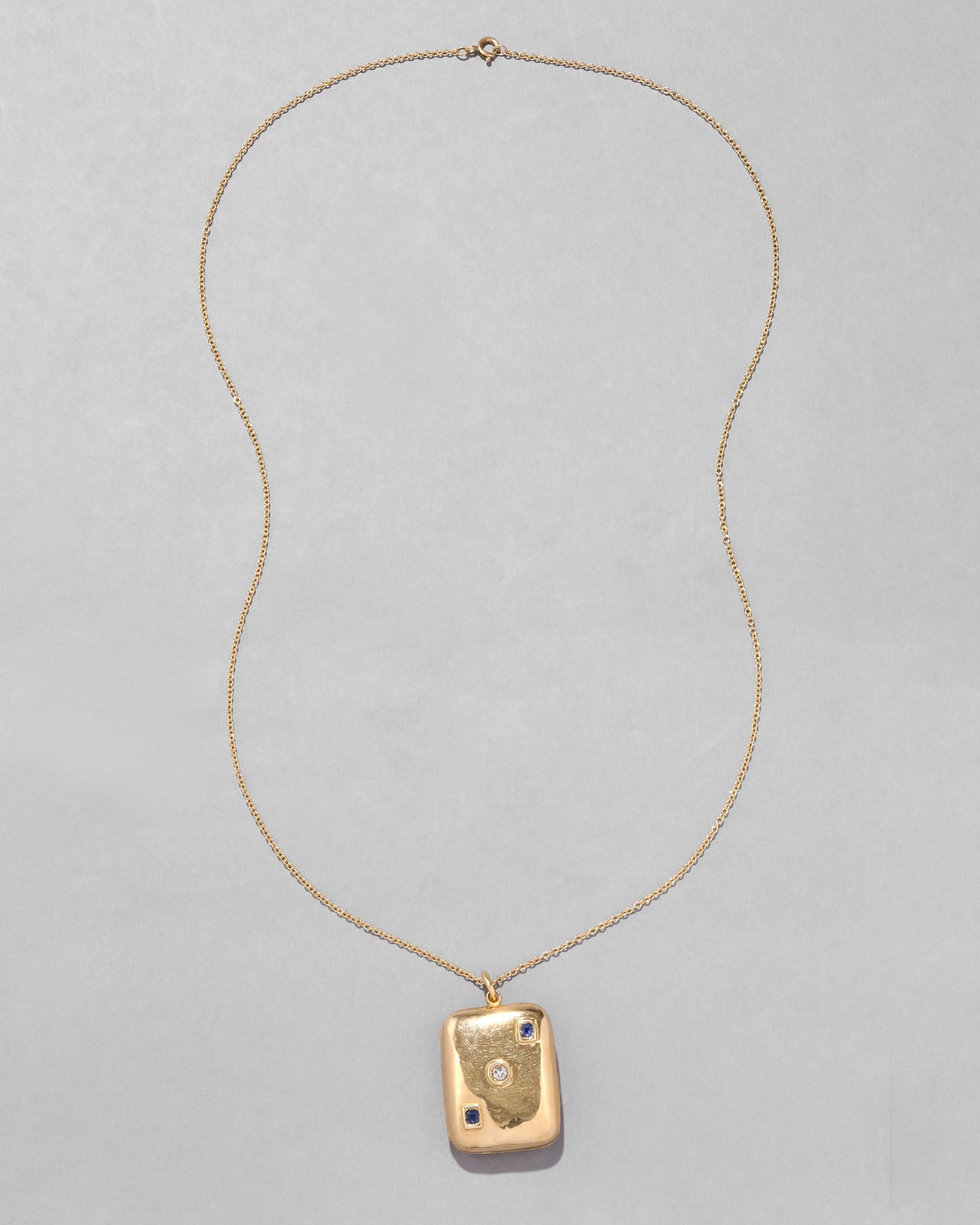Antique Late 1920s 18k Gold wtih Sapphire & Diamond Modern Design Pendant Necklace - Photo 2
