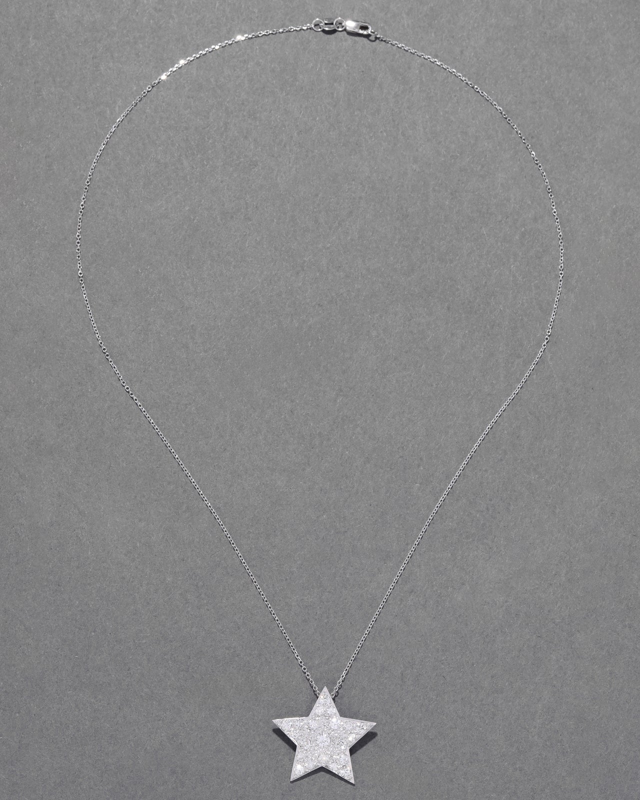 Vintage 1980s White Gold & Diamond Star Pendant Necklace - Photo 2