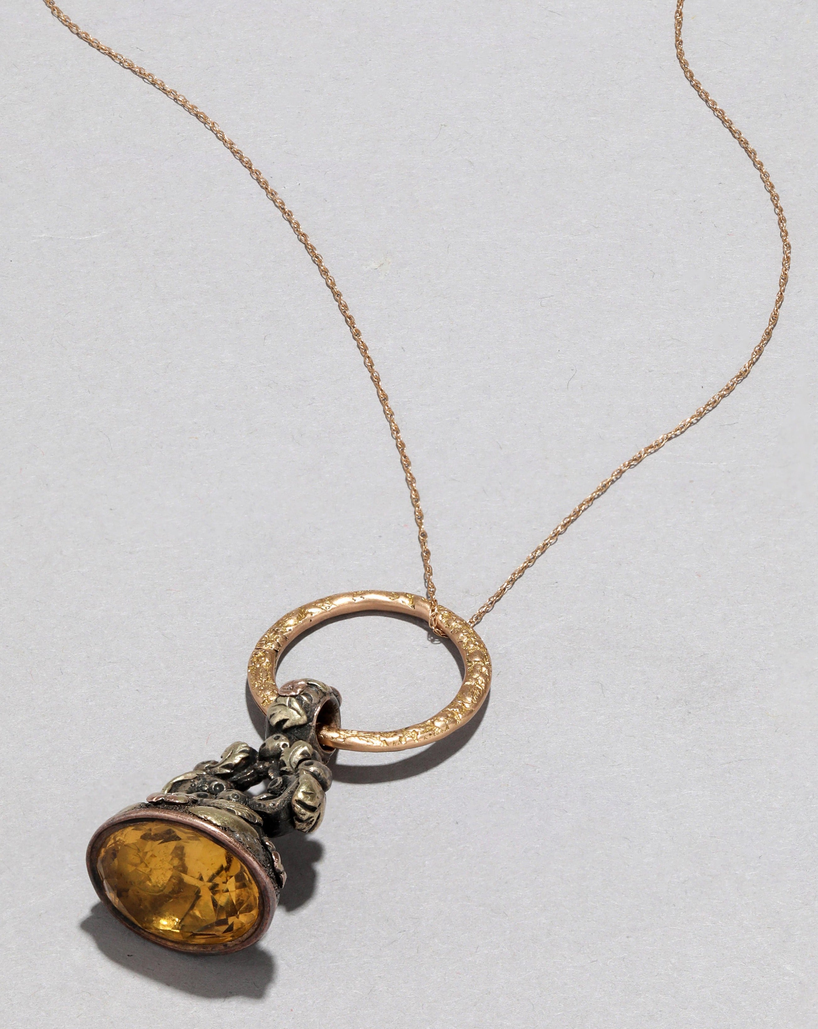 Alexis Bittar Antique Victorian 14K and Citrine Fob Necklace in Gold | Statement Jewelry from Alexis Bittar