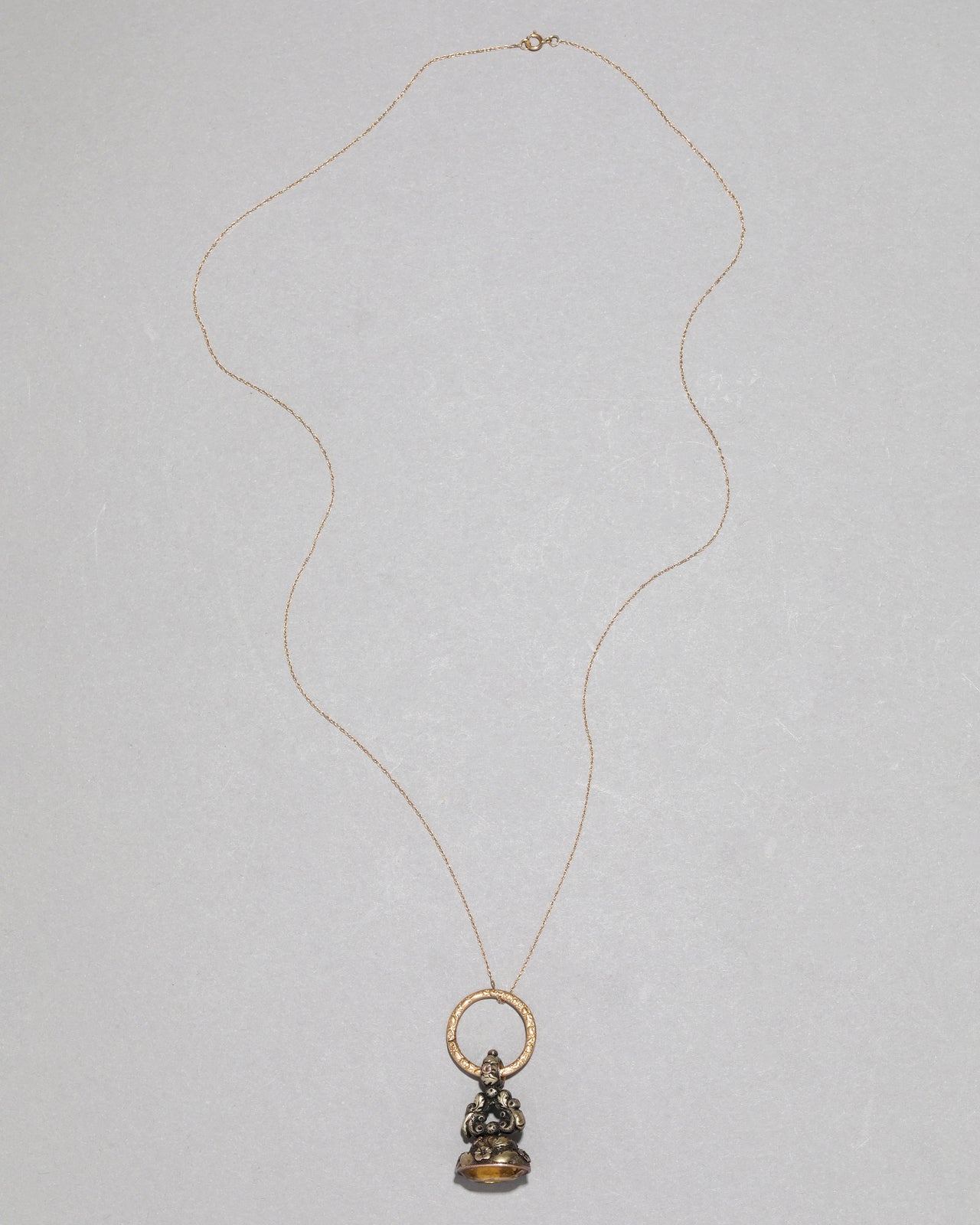 Antique Victorian 14k Gold and Citrine Fob Necklace - Photo 2