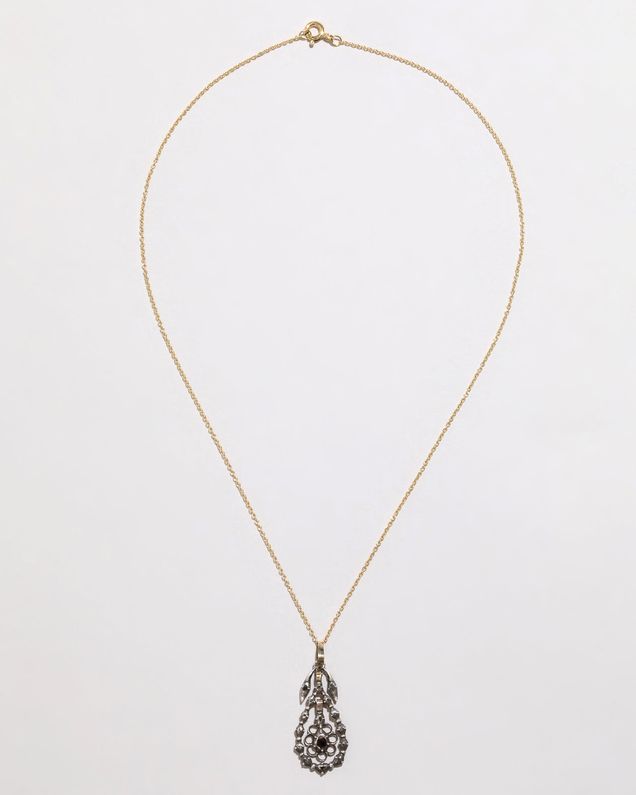 Antique 1800s Sterling Silver & Diamond Pendant Necklace - Photo 2