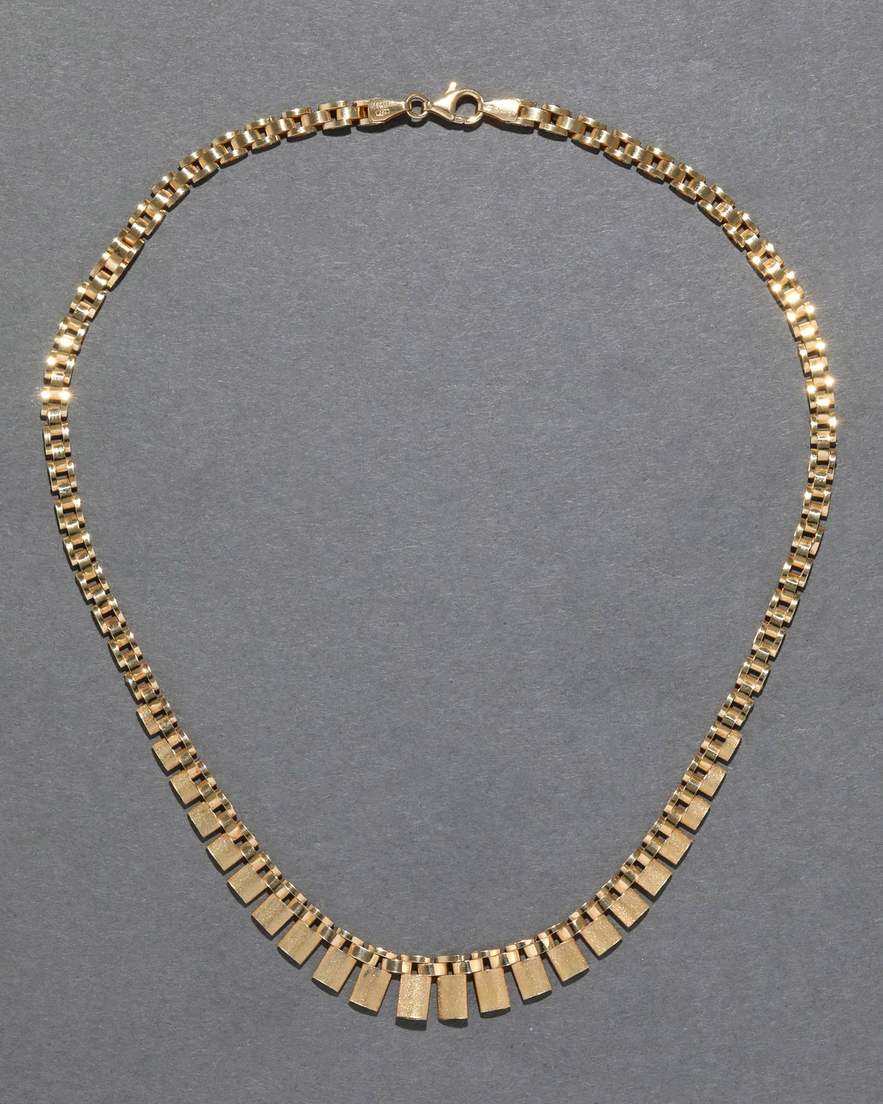 Vintage 1980s 18k Gold Italian Box Link Fringe Necklace - Photo 2