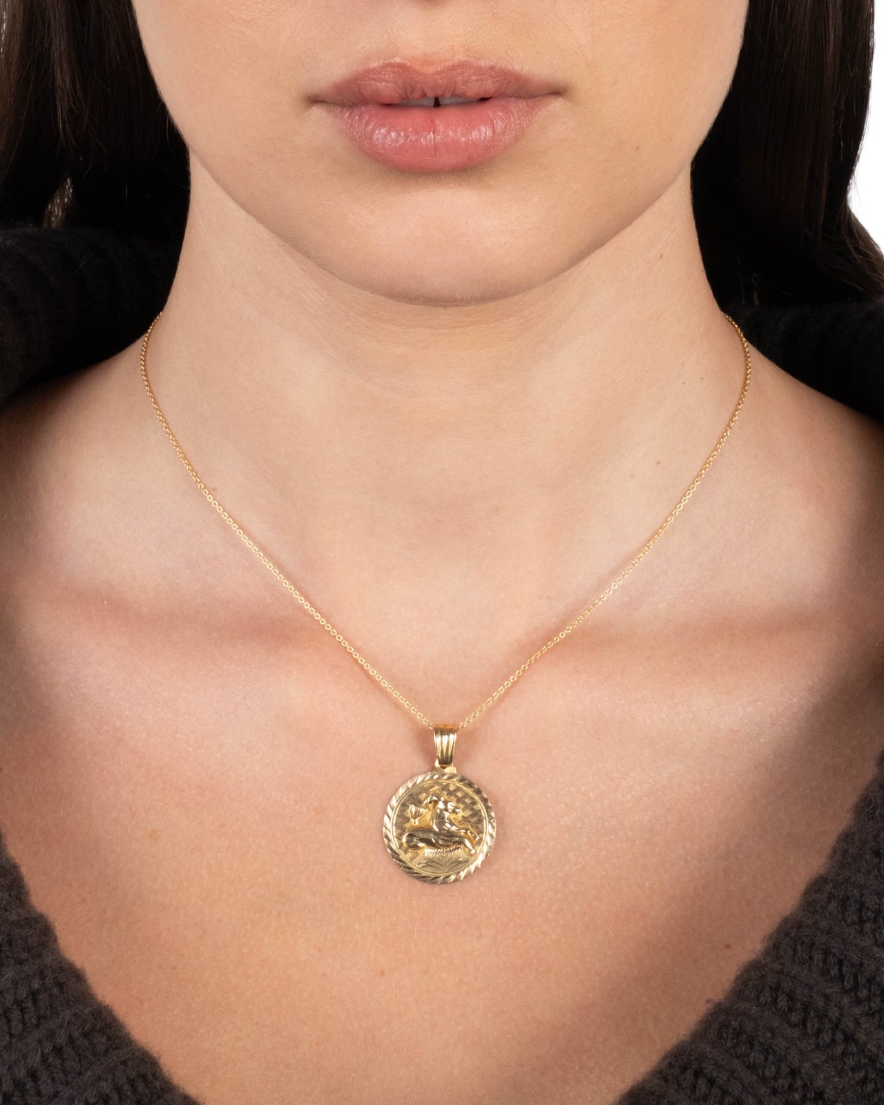 Vintage 1980s 14k Gold Capricorn Pendant Necklace - Photo 2