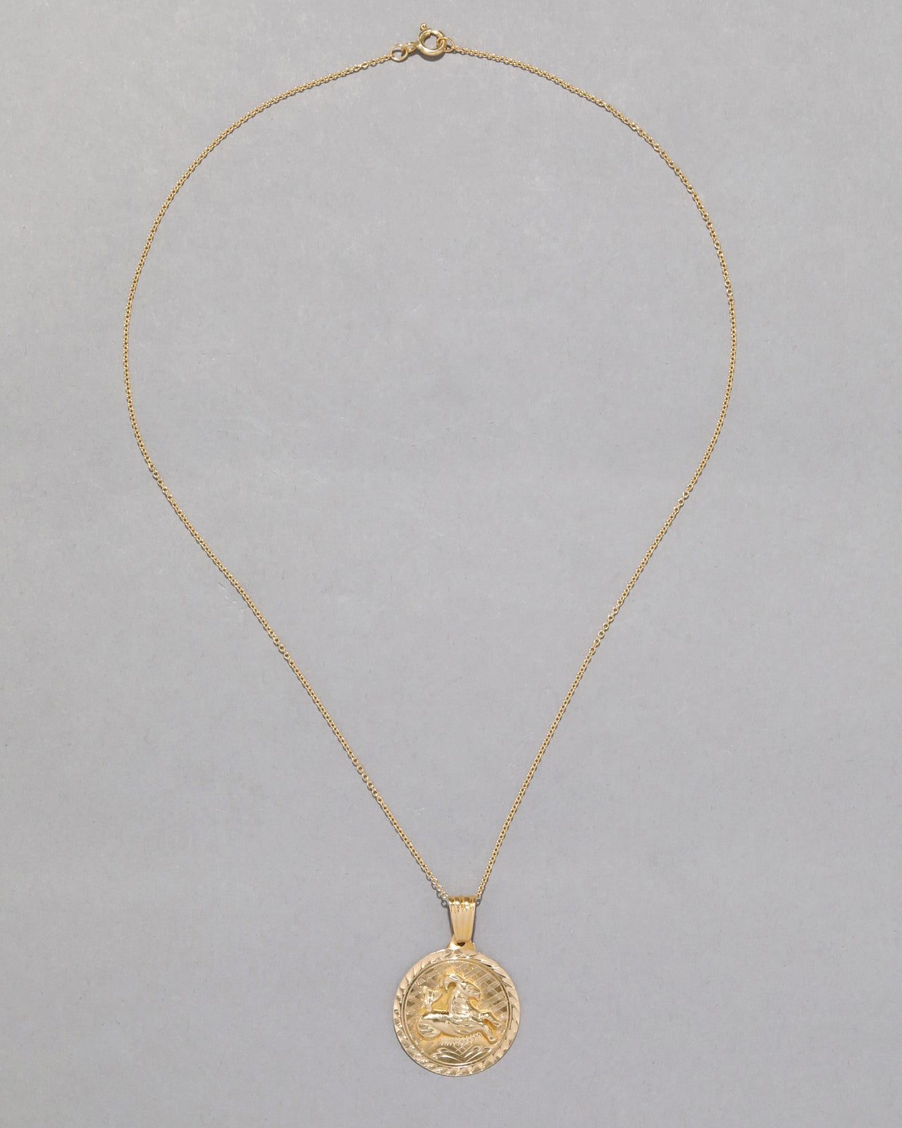 Vintage 1980s 14k Gold Capricorn Pendant Necklace - Photo 2