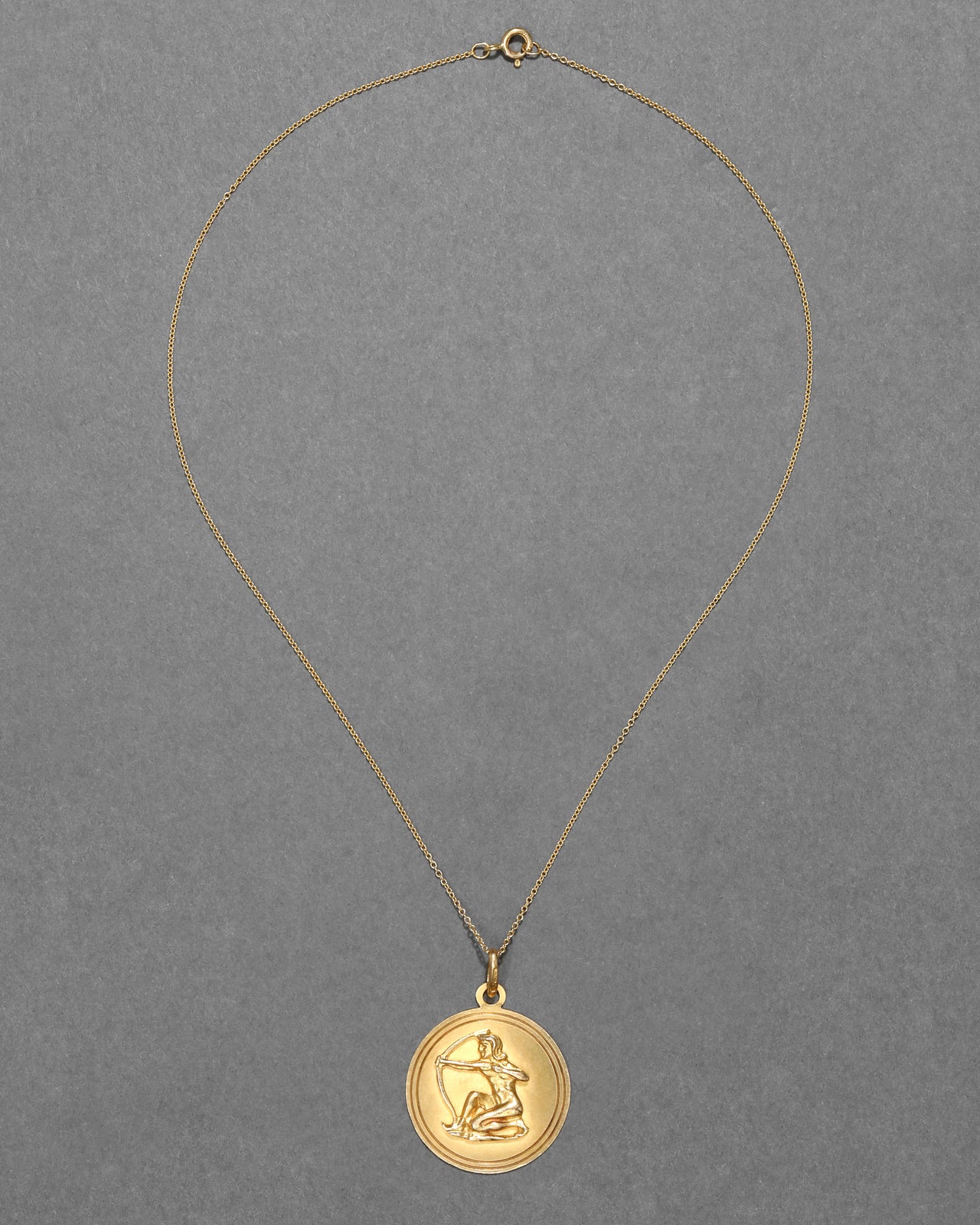 Vintage 1980s 18k Gold Zodiac Archer Pendant Necklace - Photo 2