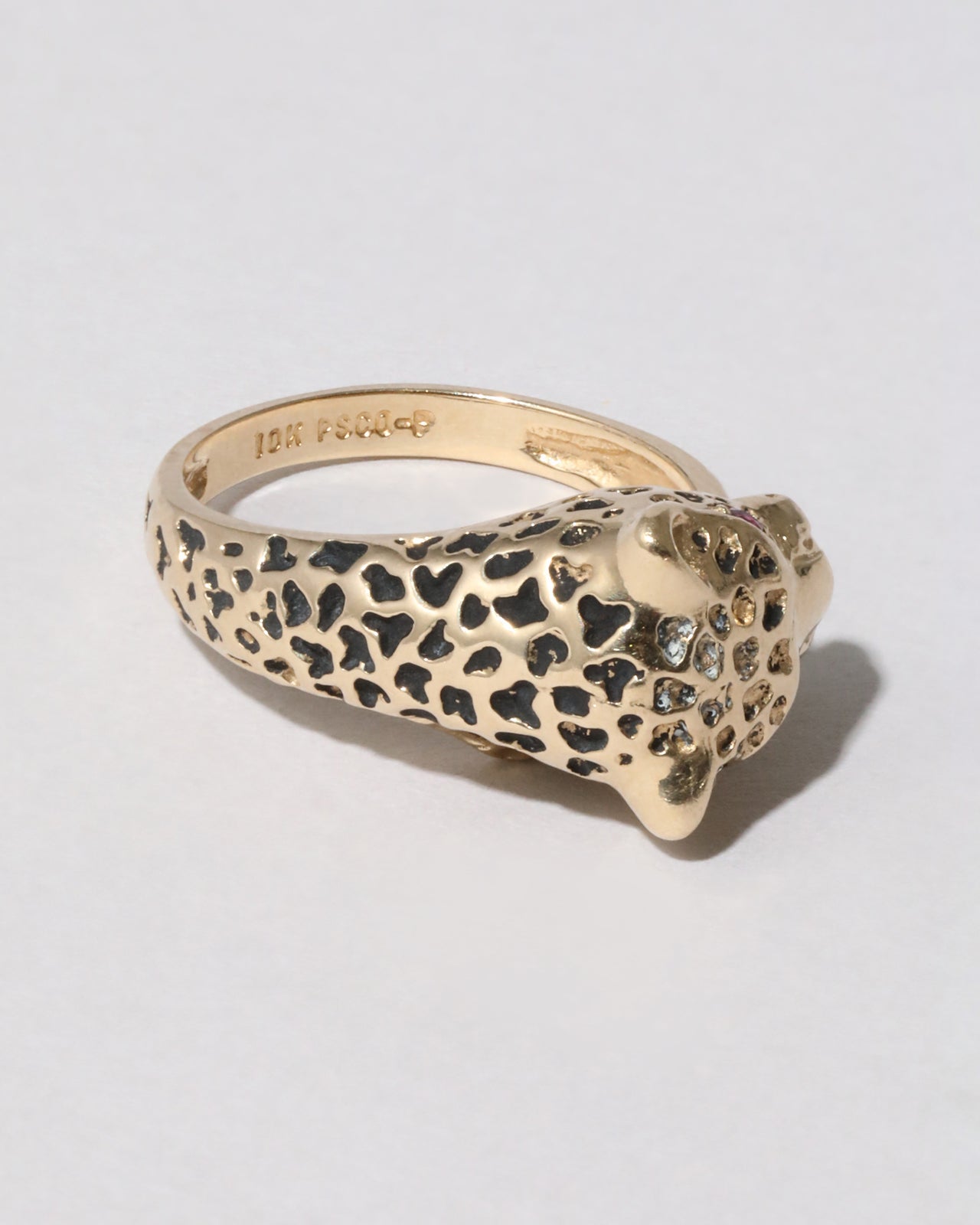 Vintage 1980s 10k Gold Ruby Leopard Ring - Photo 2