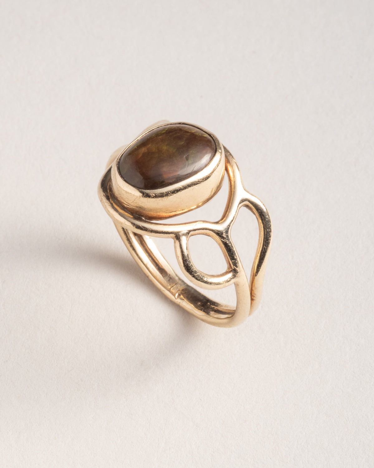 Vintage 1960s 14k Gold & Natural Opal Handmade Ring - Photo 2