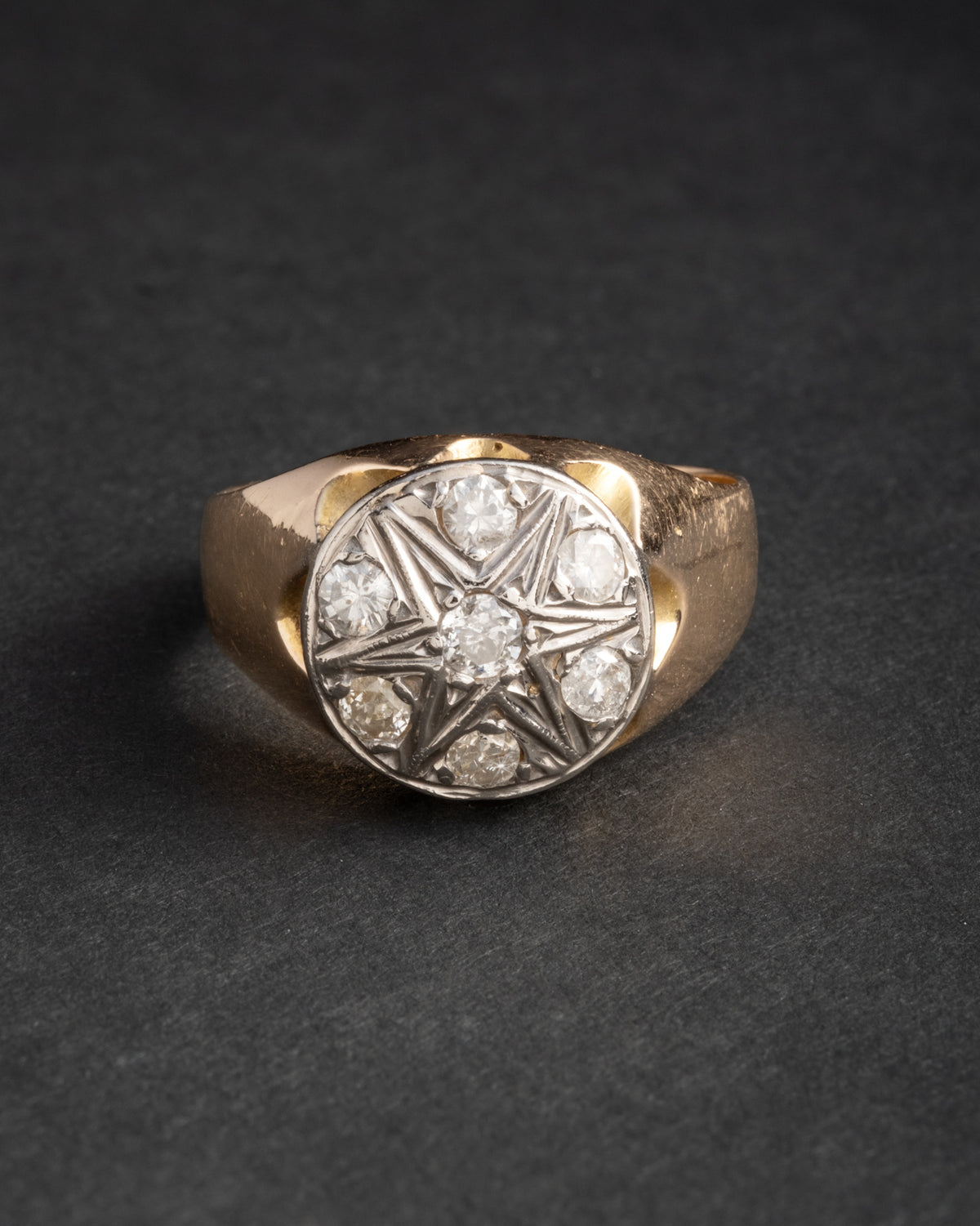 Antique Early 1900s Platinum & Natural Diamond 14k Gold Shank Ring - Photo 2