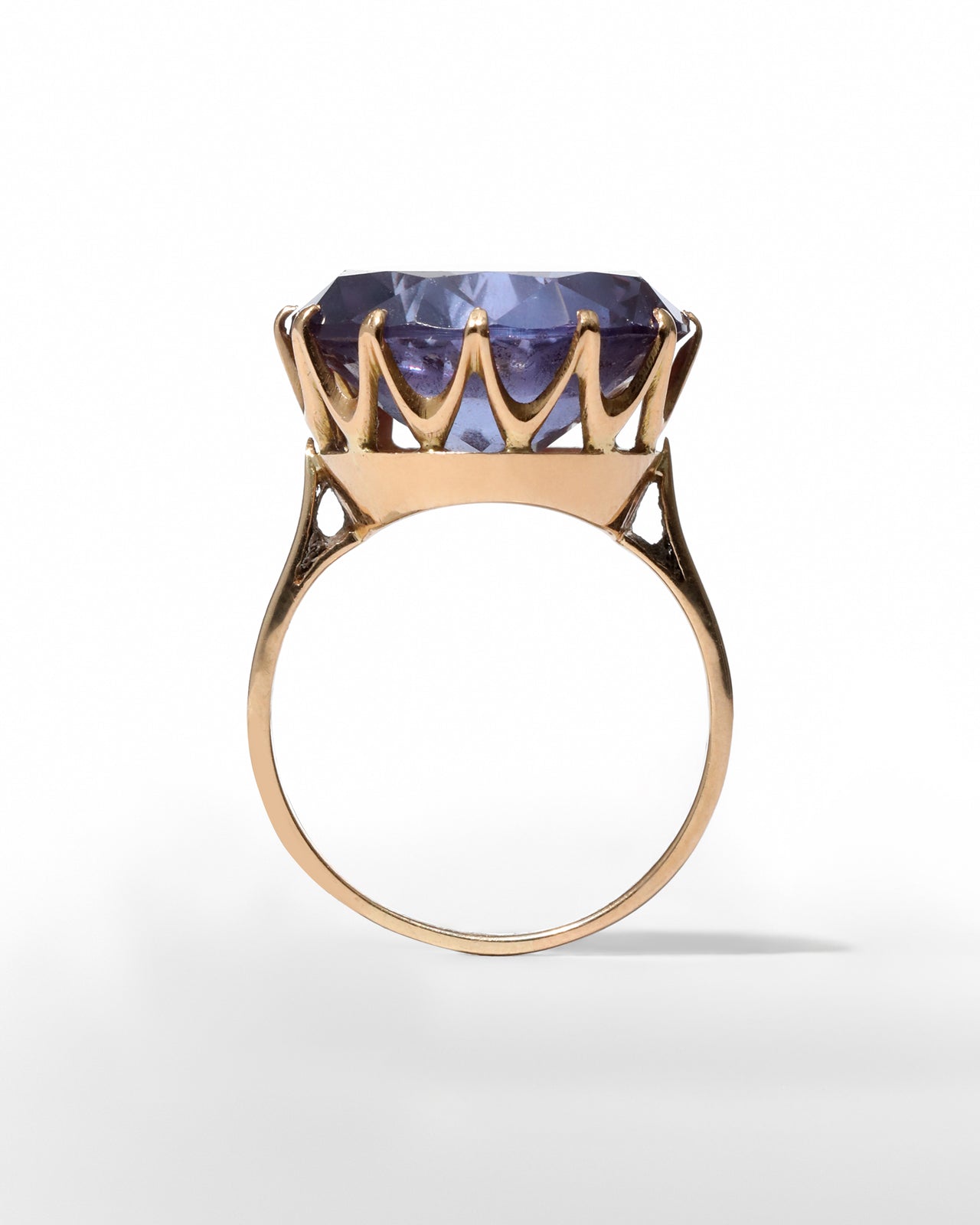 Antique Early 1900s 10k Gold with Synthetic Alexandrite in Crown Prong Setting Ring - Photo 2