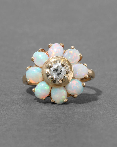 指輪・リング [VINTAGE HOLLYWOOD] Tropical Flower Ring 14K Gold Seven Flowers Hawaiian Ring for Women, Girls. 8mm