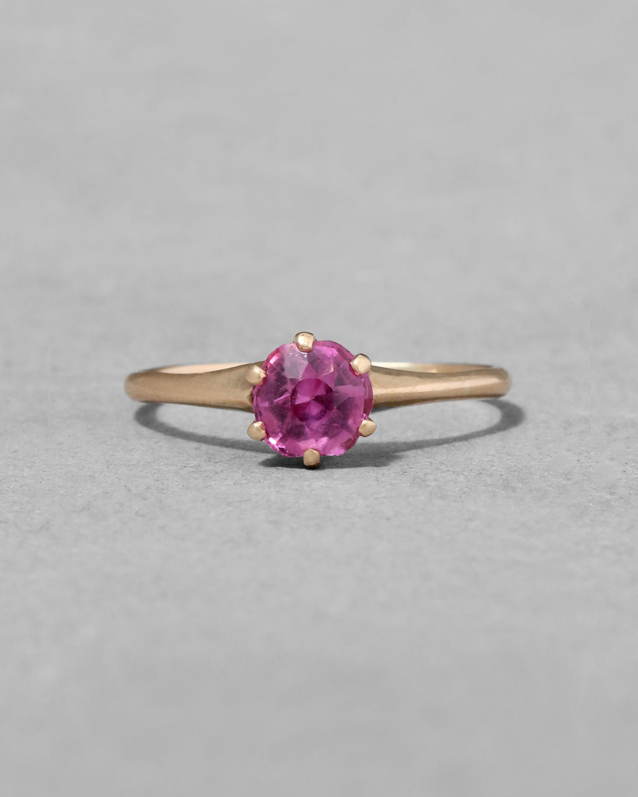Vintage 1950s 10k Gold & Prong Set Faceted Ruby Ring - Photo 2