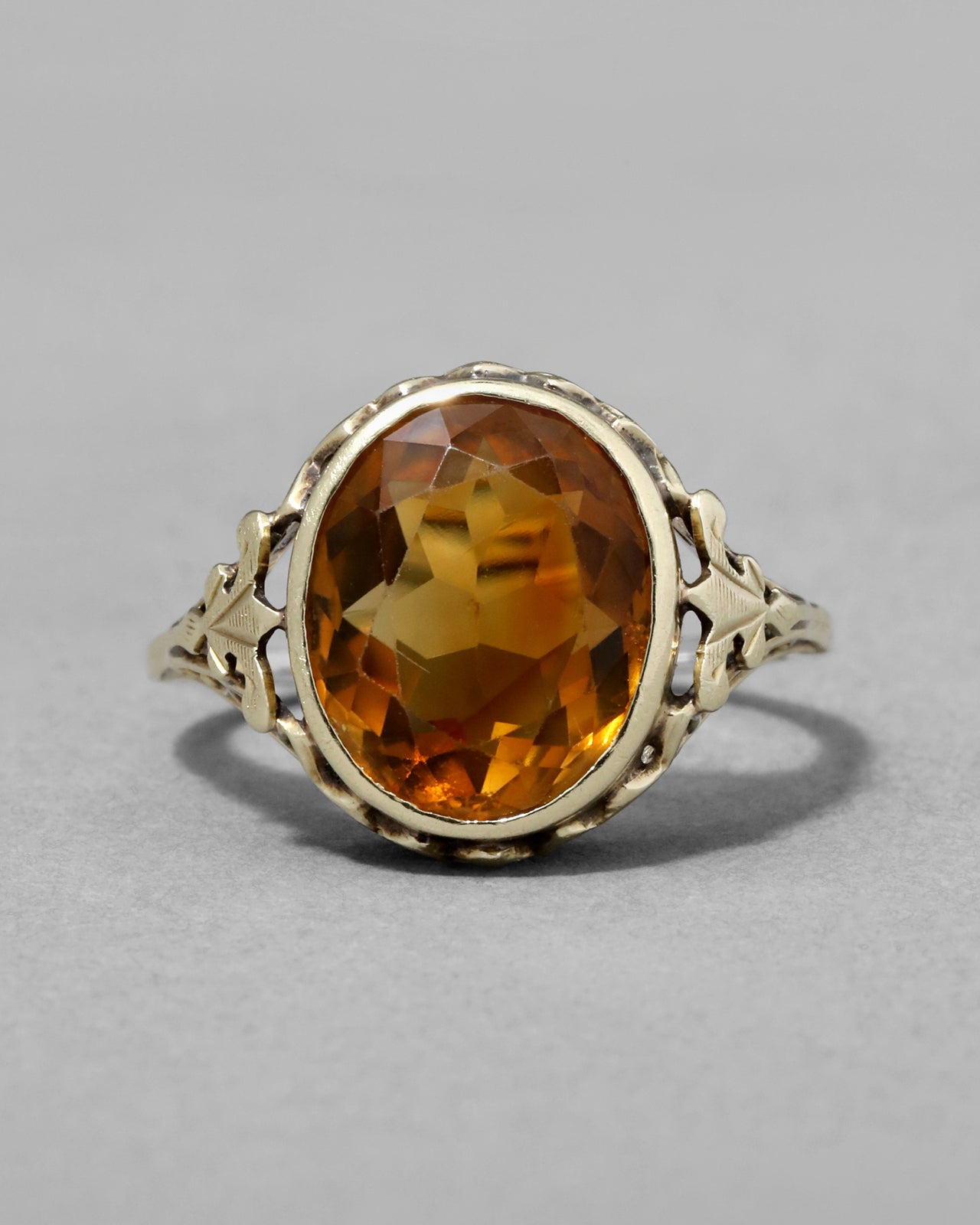 Antique Victorian 14k Gold & Faceted Citrine Ring - Photo 2