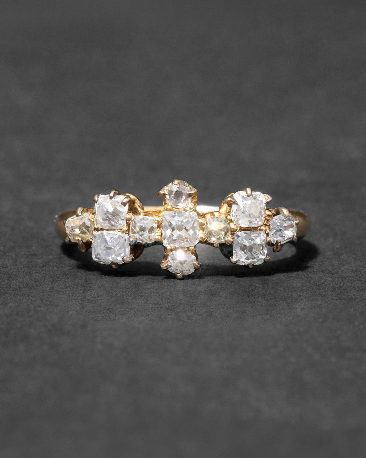 Antique Victorian 1890s 18k Gold with Rose Cut Diamond Ring - Photo 2