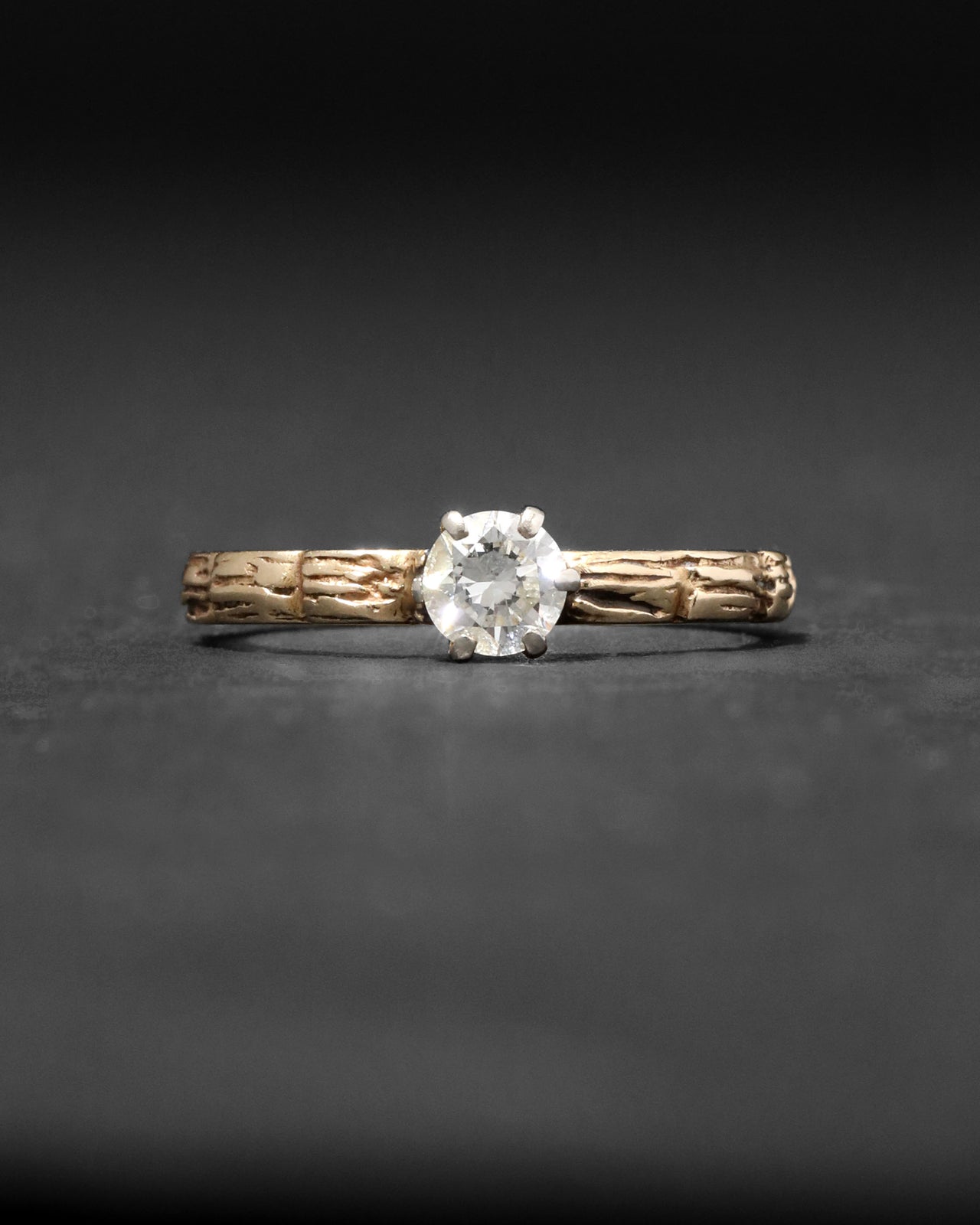 Antique Early 1900s 14k Gold with Crown Set Diamond Ring - Photo 2