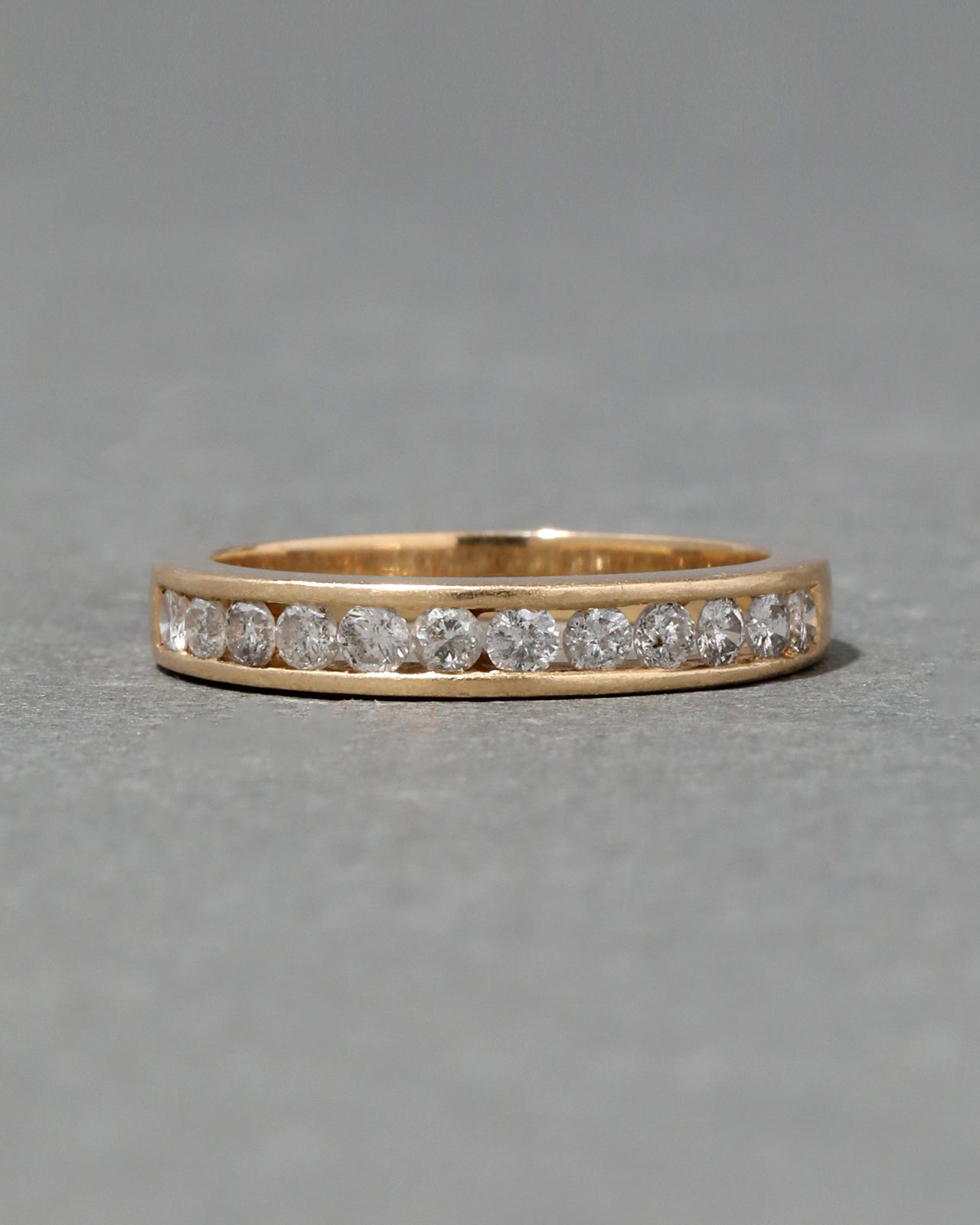 Vintage 1980s 14k Gold Open Set Diamond Band Ring - Photo 2