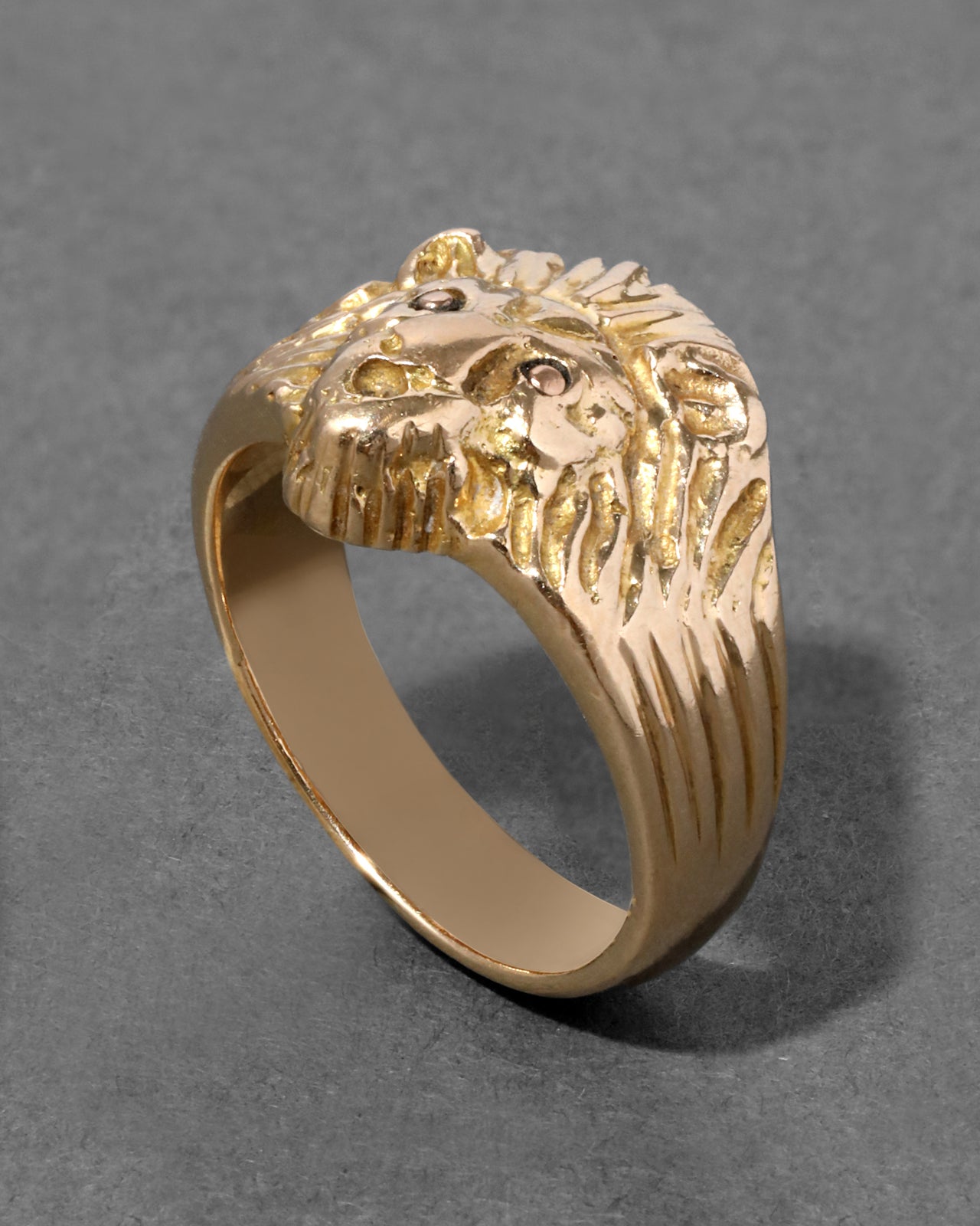 Vintage 14k Gold Lion Head Ring - Photo 2