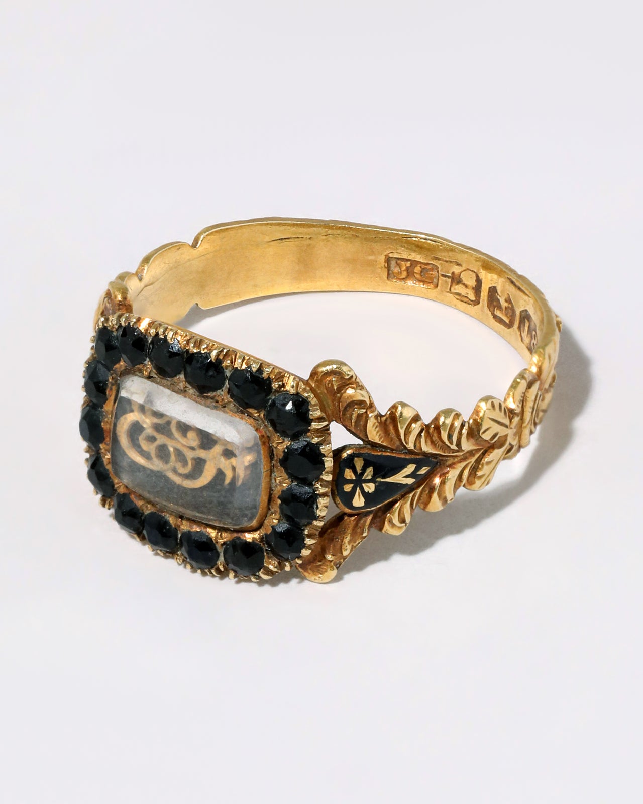 Antique Georgian 18k Gold Stuart Crystal Mourning Ring - Photo 2