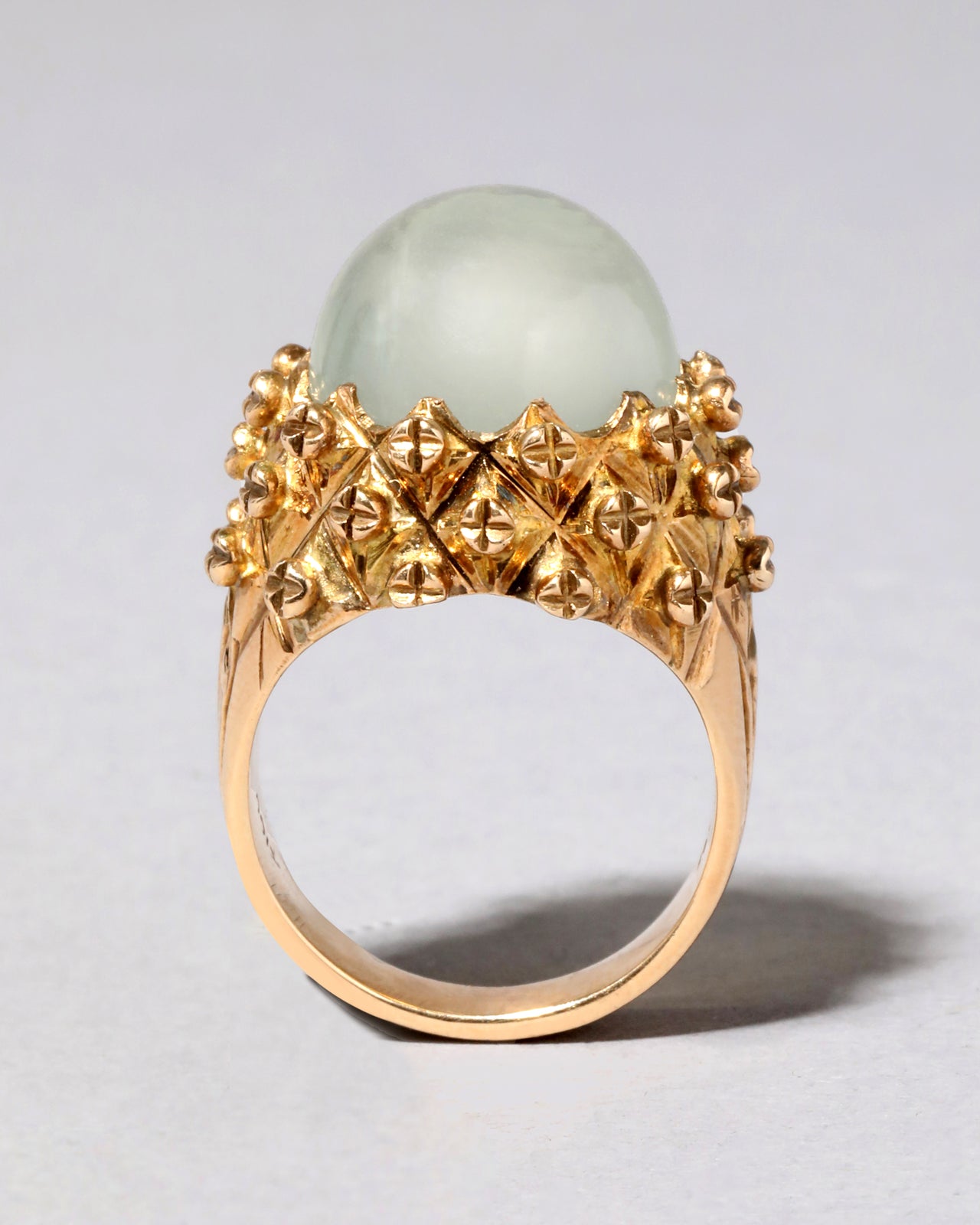 Vintage 14k Gold and Moonstone Orb Cocktail Ring - Photo 2