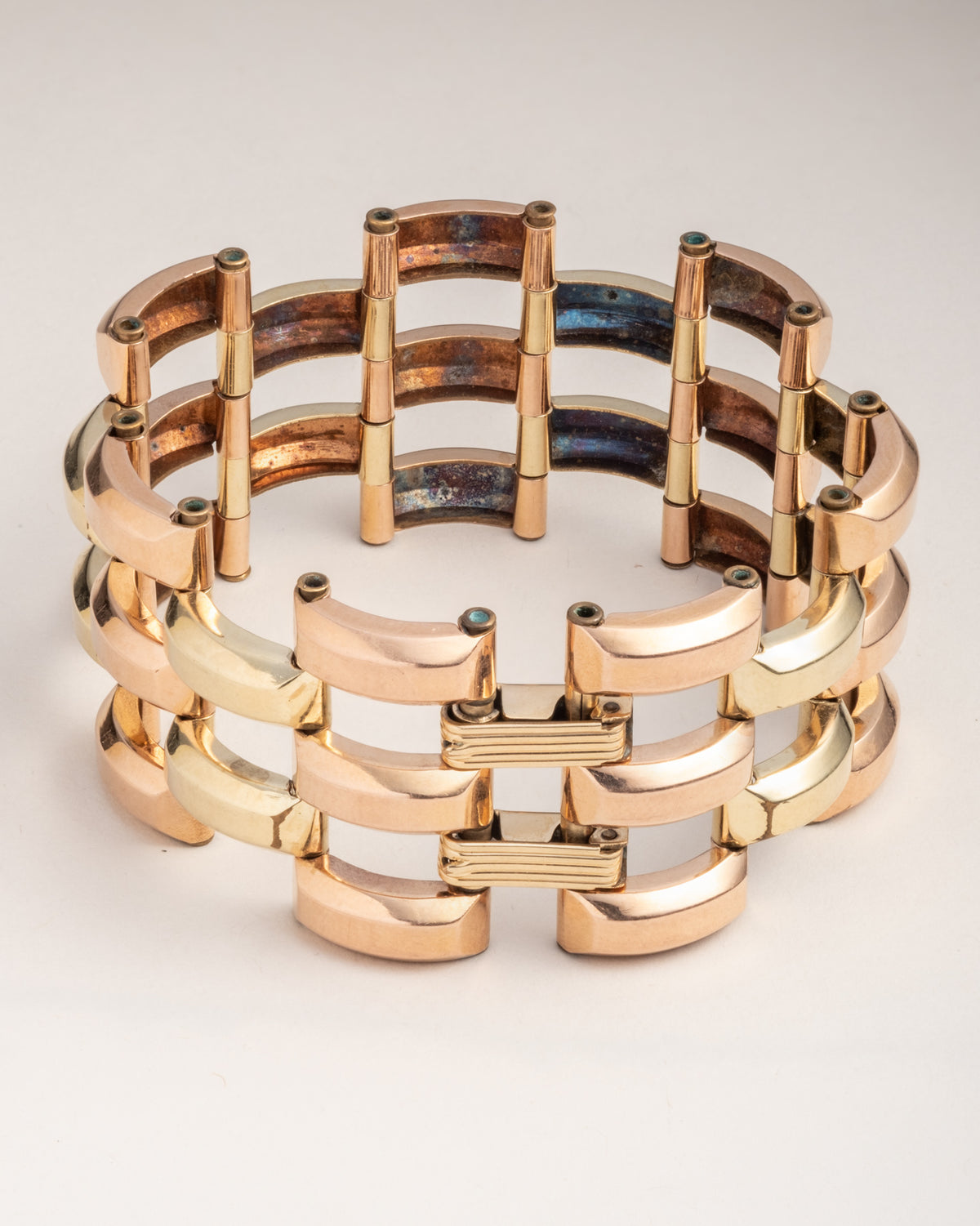Vintage 1940s 12k Yellow & Pink Gold Fill Retro Design Bracelet - Photo 2