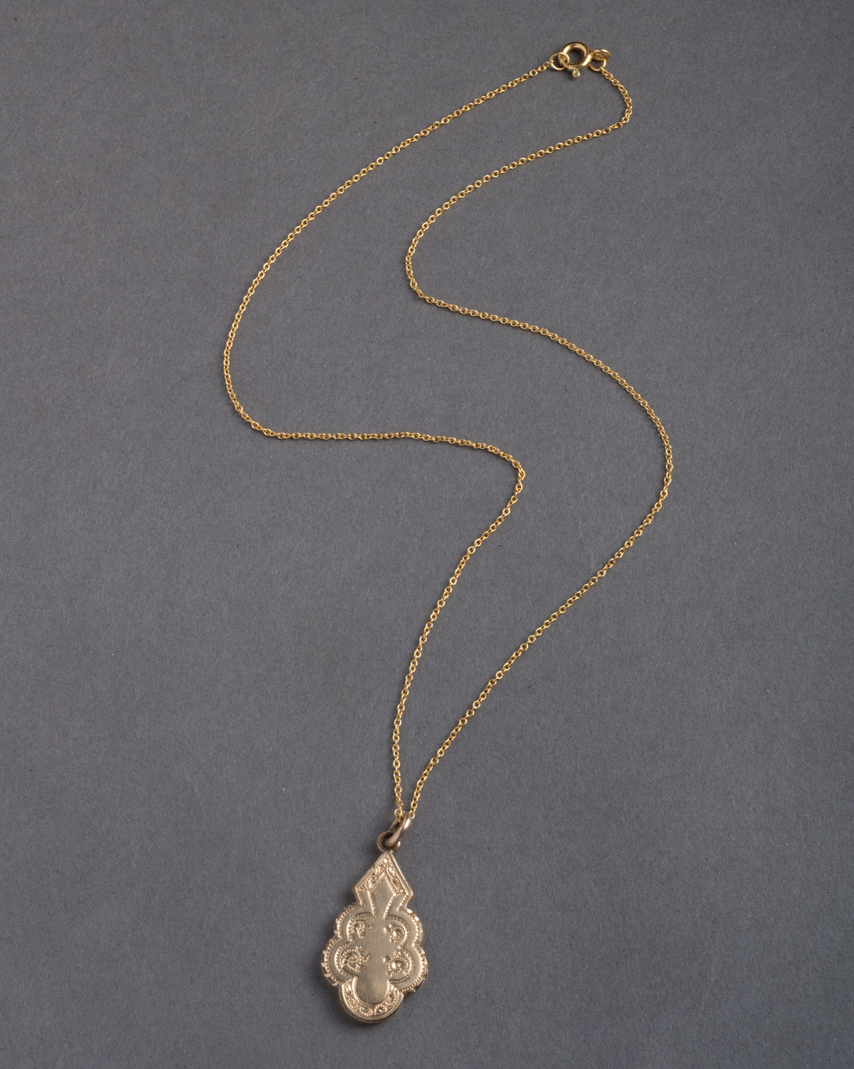 Antique 1800s 14k Gold Fill Hand Etched Pendant Necklace - Photo 2