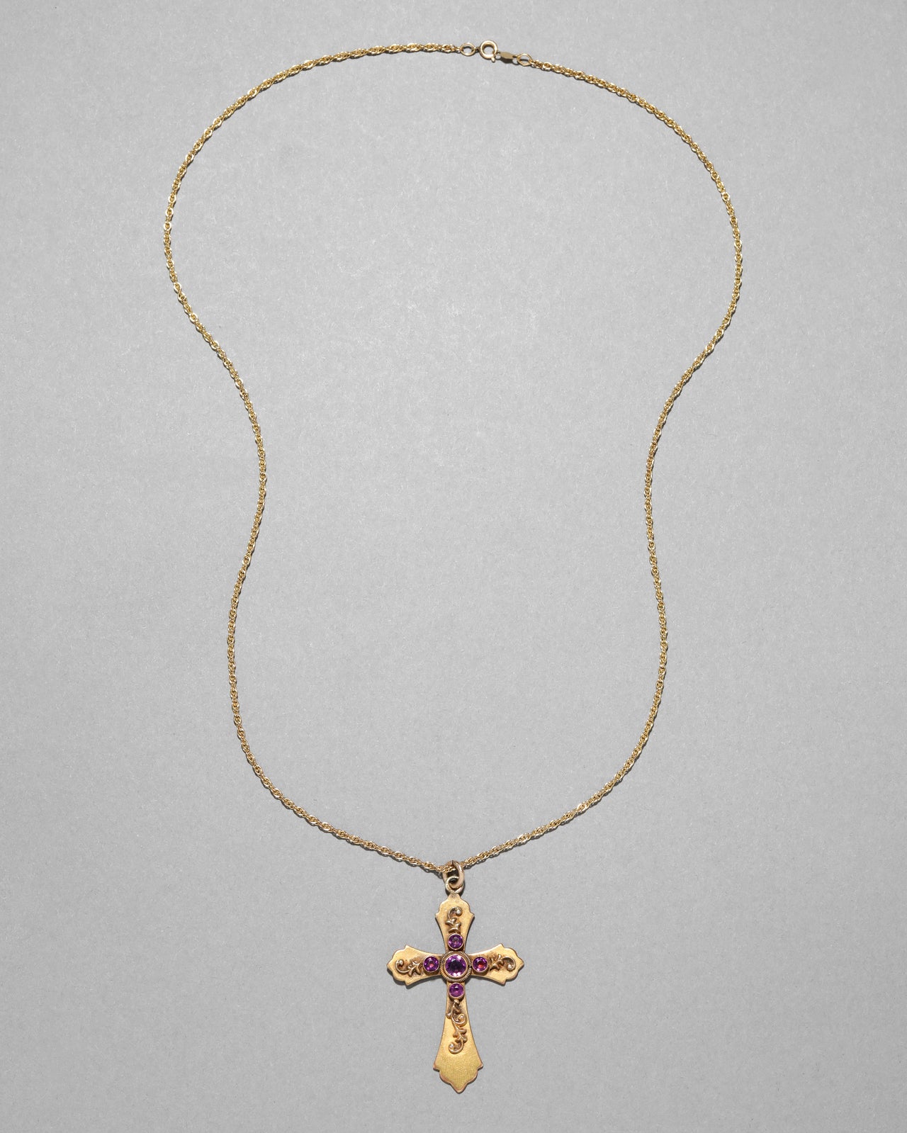 Antique Victorian 1800s 14k Gold Fill Cross Pendant Necklace - Photo 2