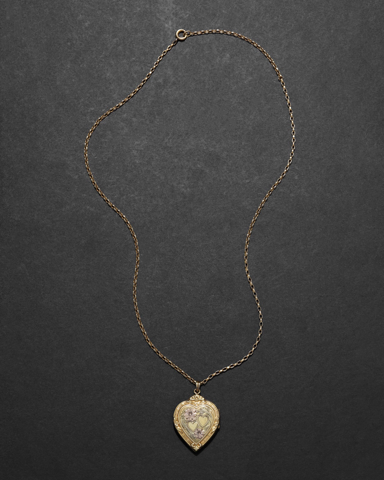 Antique Victorian 1800s Rose Gold & Yellow Gold & 14k Gold Fill Heart Locket Necklace - Photo 2