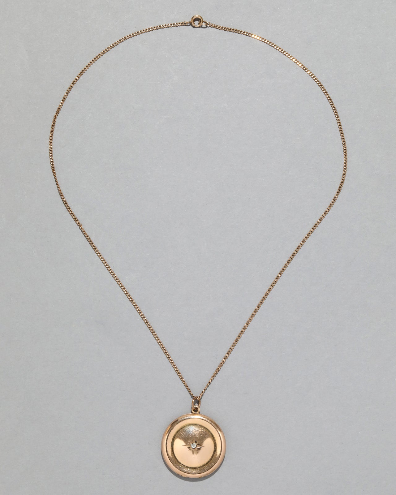 Antique 1910s 14k Gold Filled Crystal Starburst Locket Necklace - Photo 2